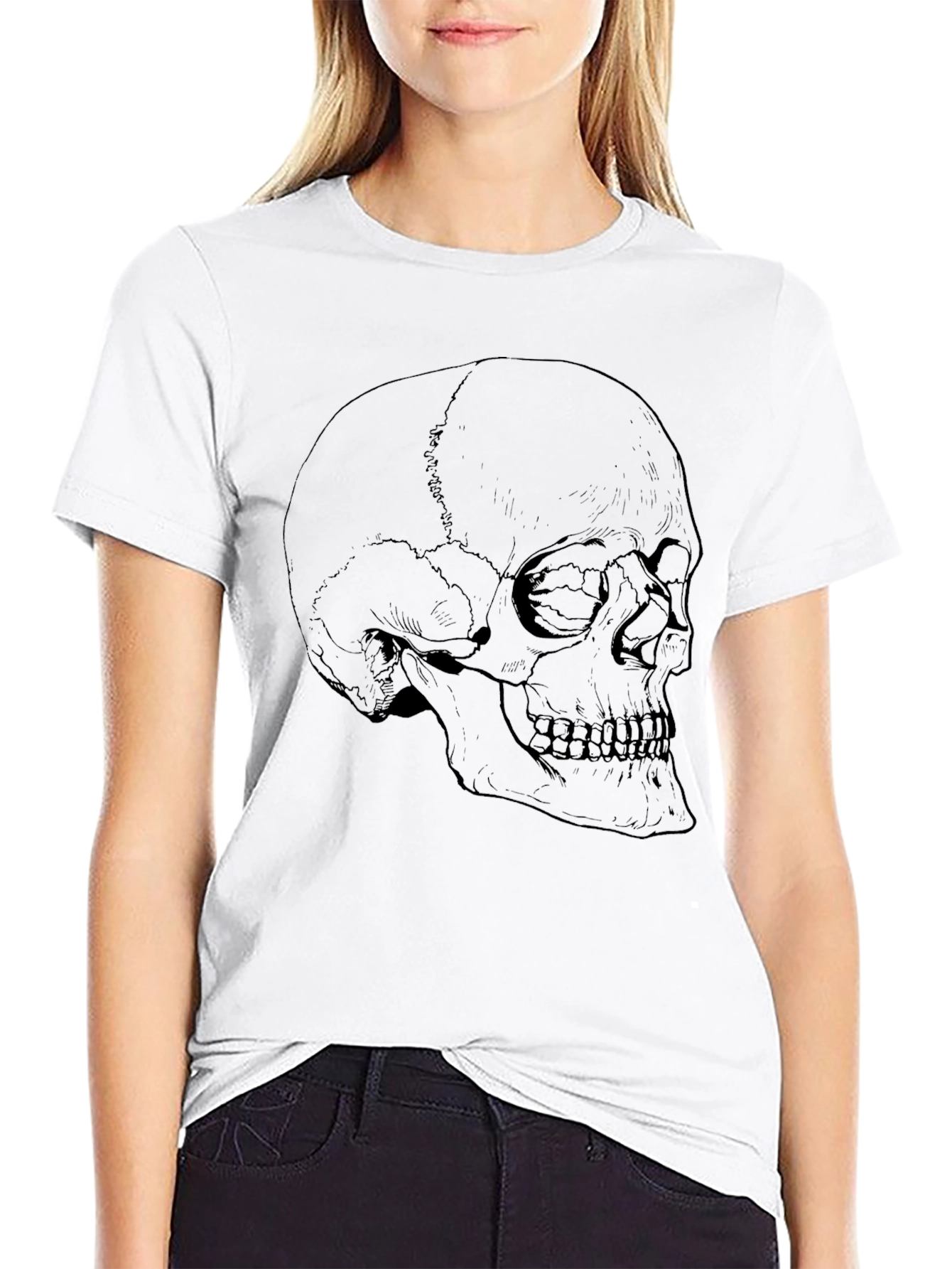 Skull Graphic Tee - Black Cotton T-Shirt