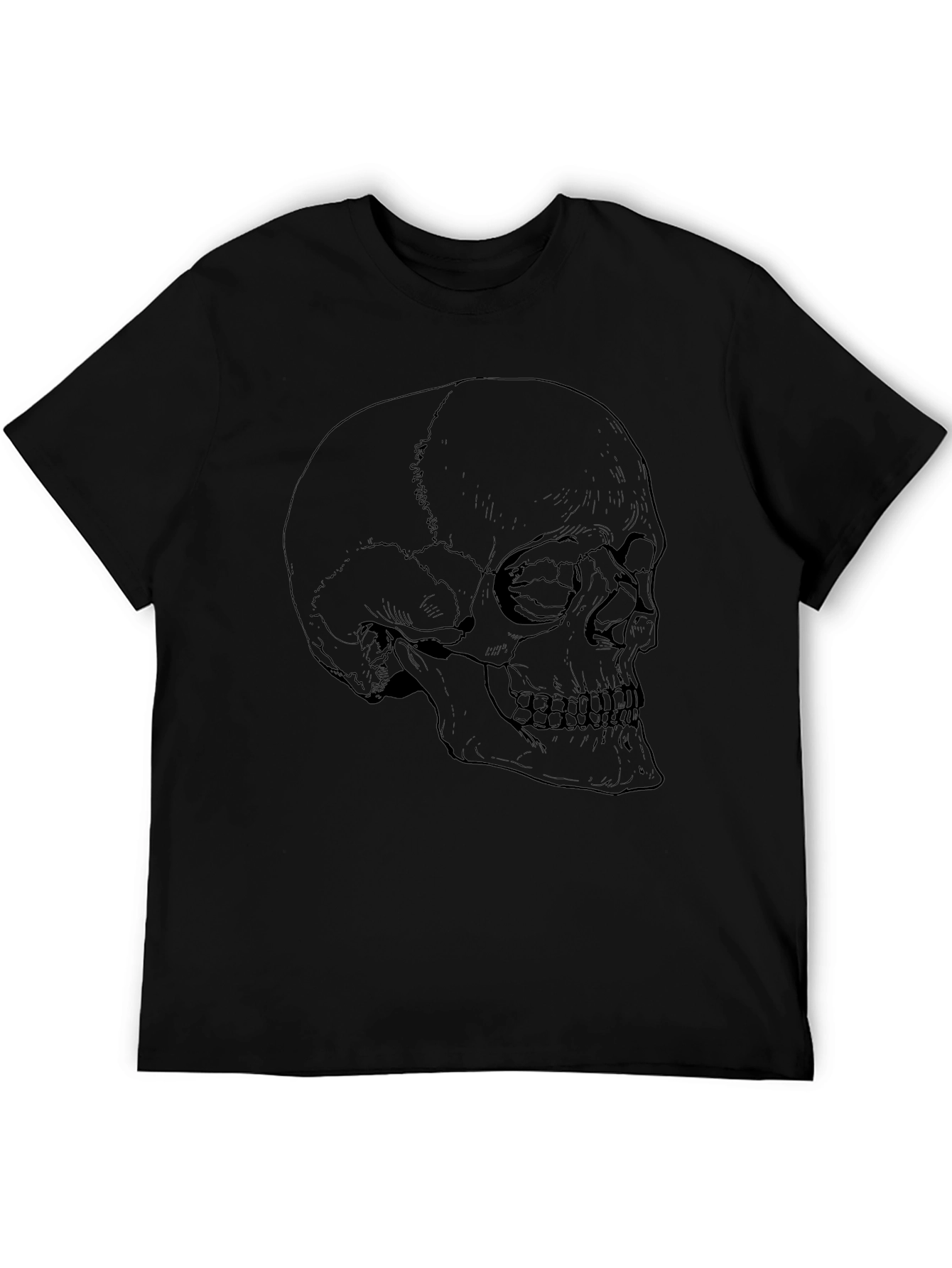 Skull Graphic Tee - Black Cotton T-Shirt