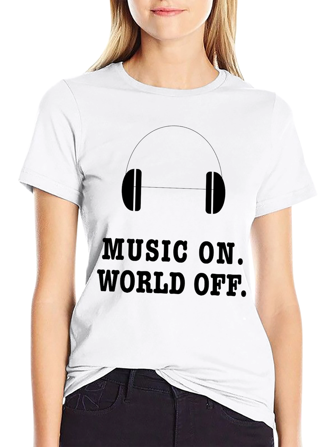Music On World Off Graphic Print T-Shirt
