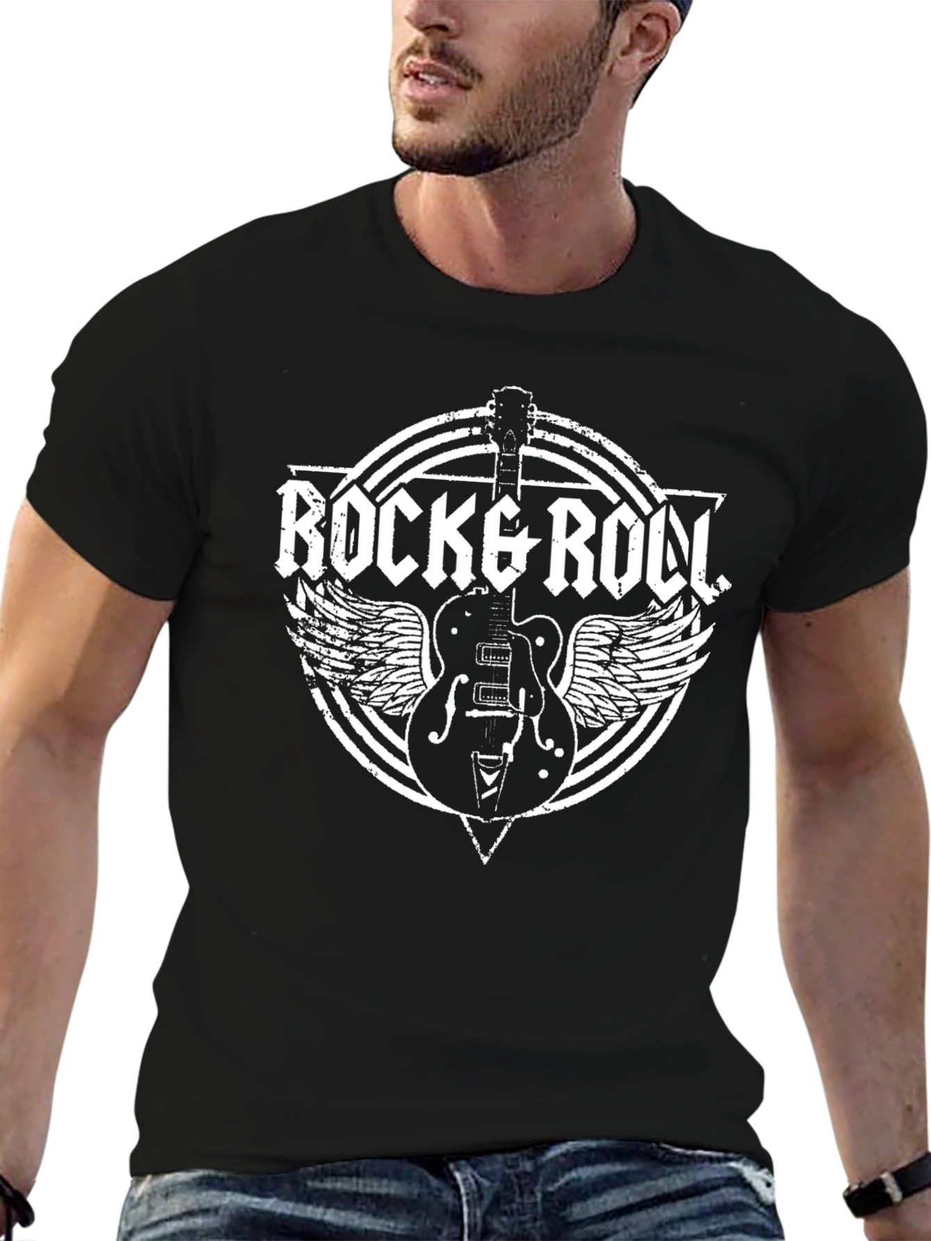 Rock & Roll Guitar Graphic Tee - Black