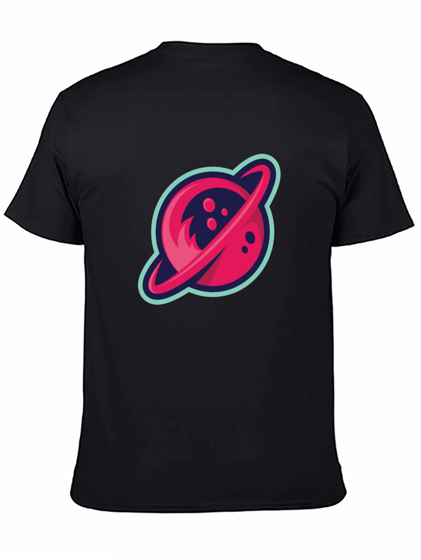 Retro Planet Graphic Tee - Black Cotton Blend