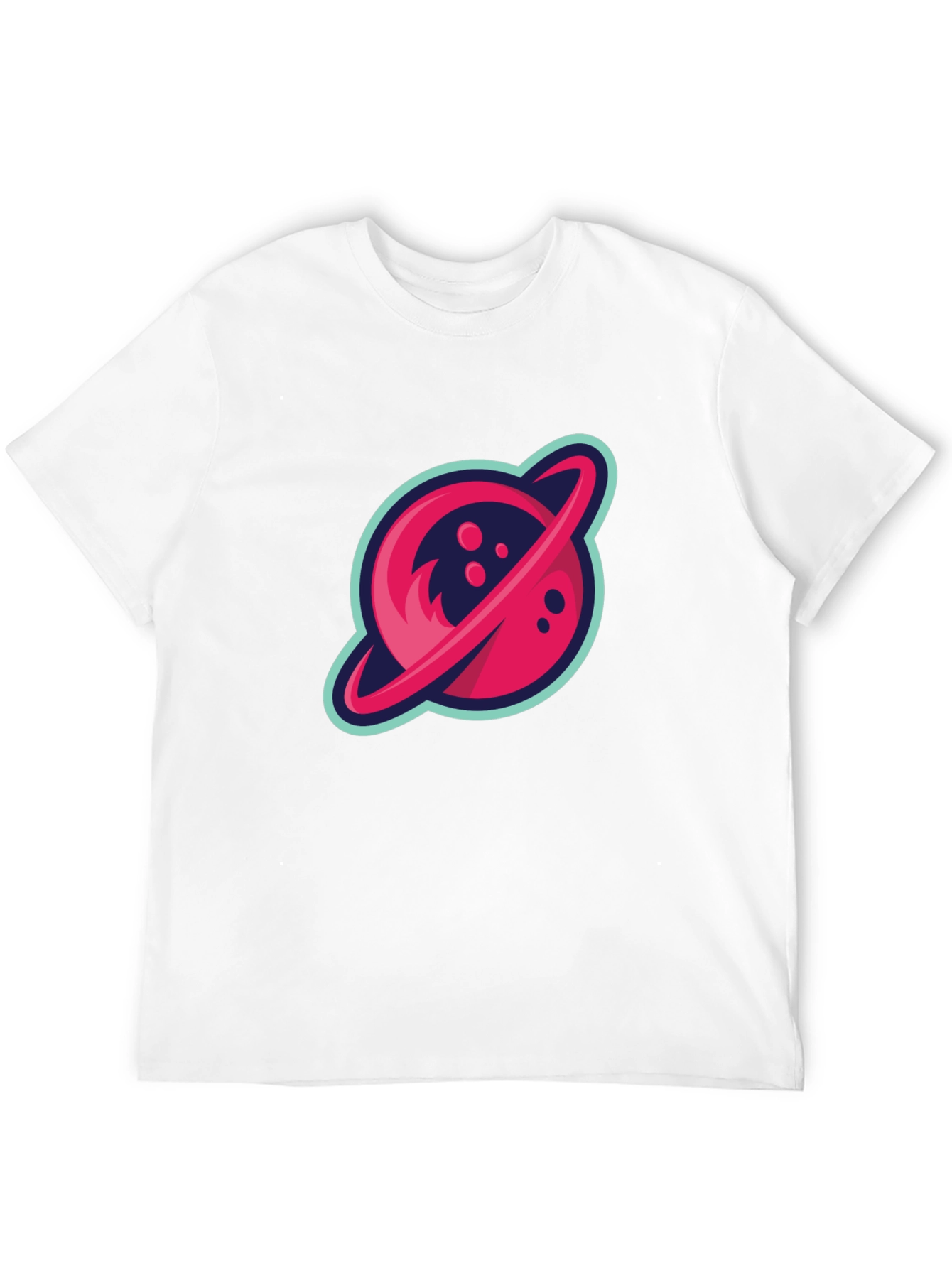 Retro Planet Graphic Tee - Black Cotton Blend