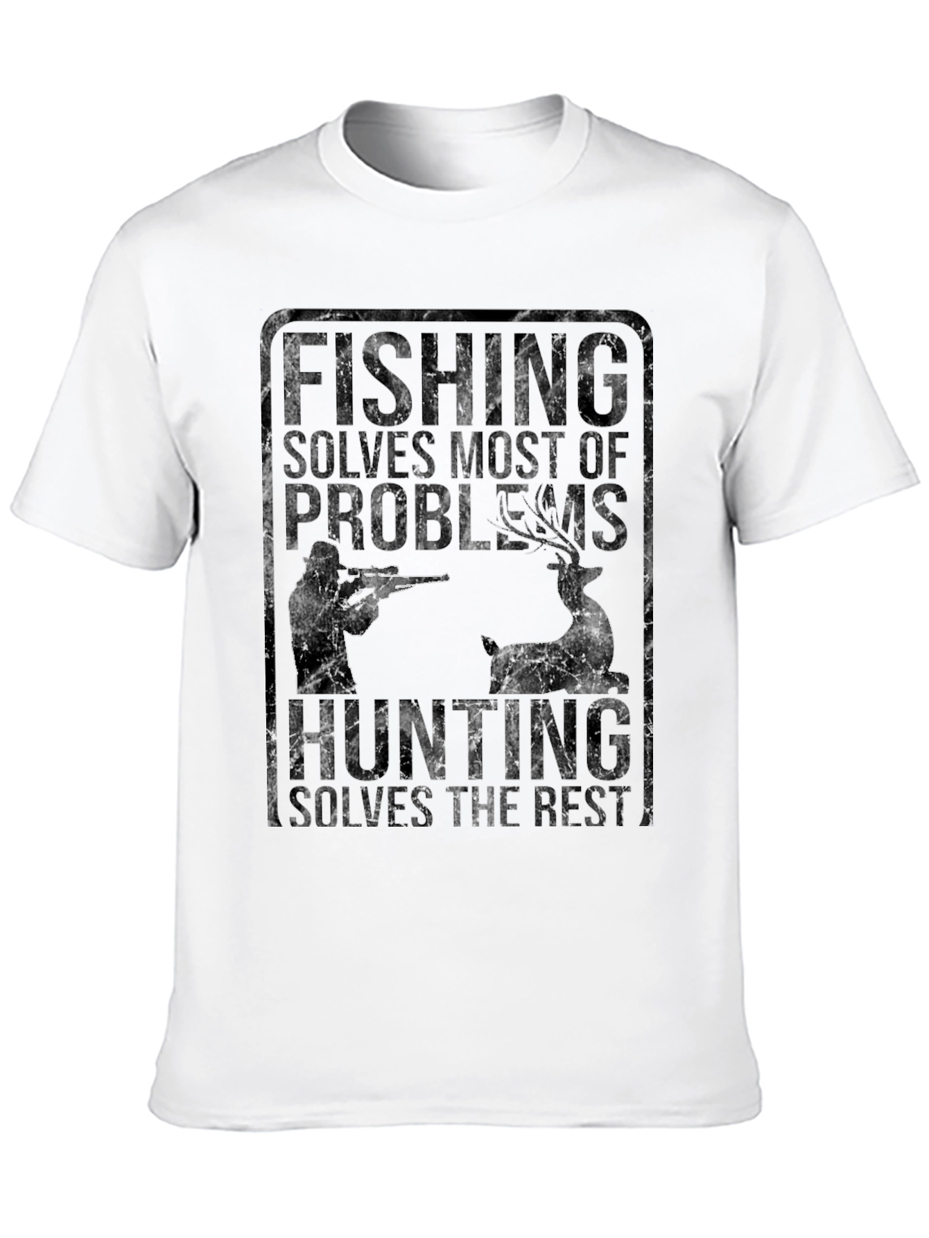 Fishing Hunting Graphic Tee - Solves Problems T-Shirt