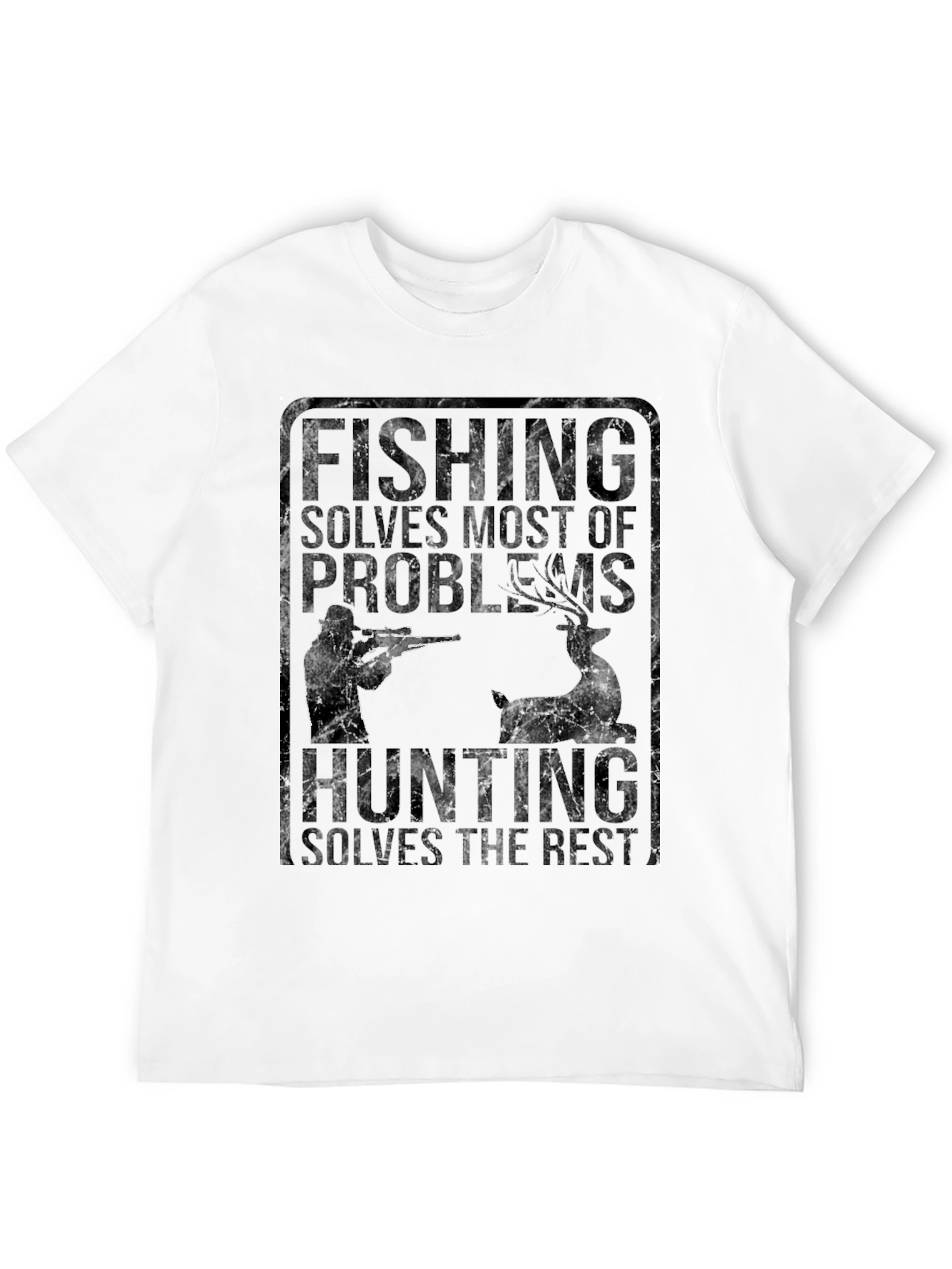 Fishing Hunting Graphic Tee - Solves Problems T-Shirt