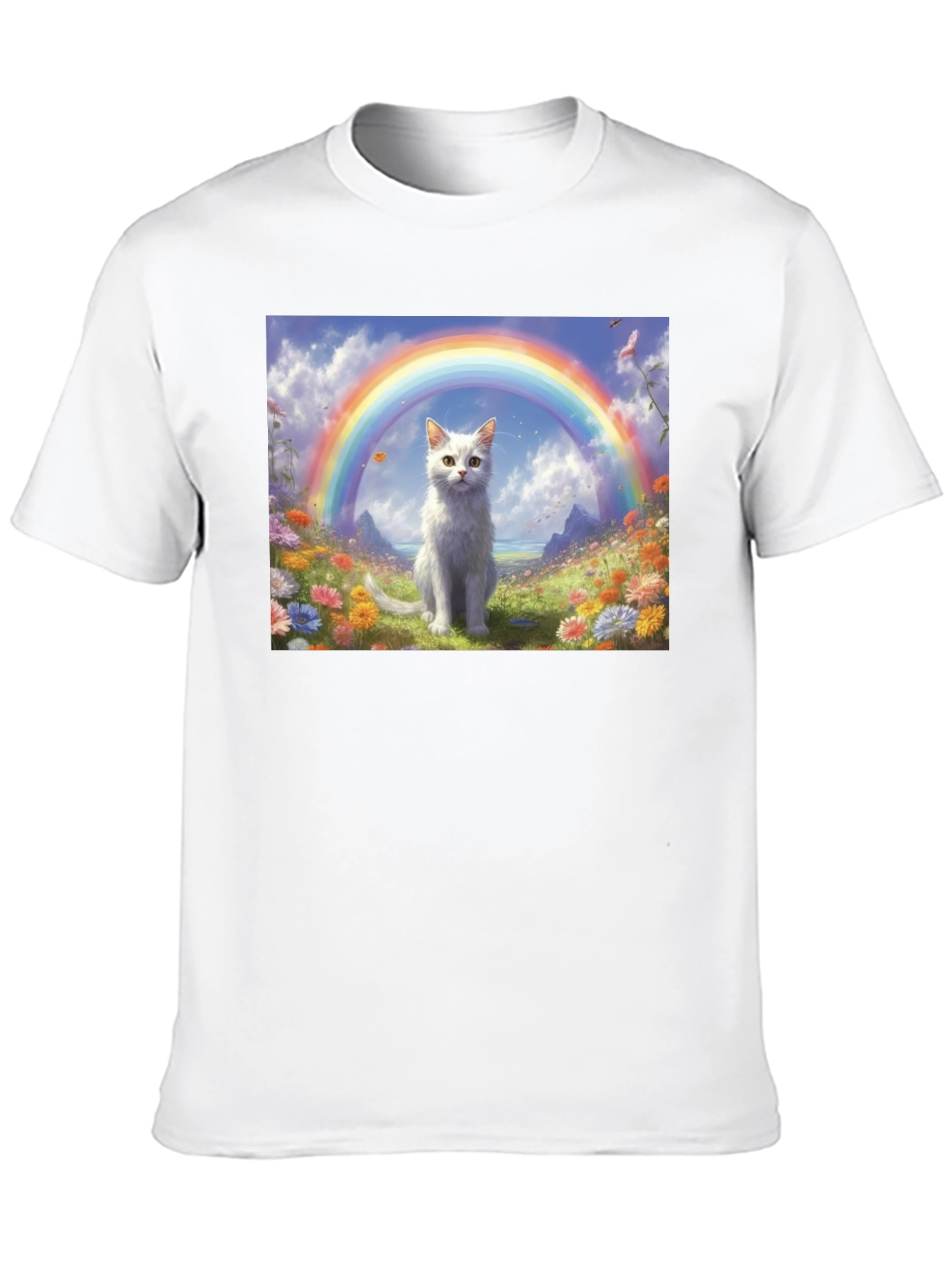 Cat Rainbow Field T-Shirt - Unique Design