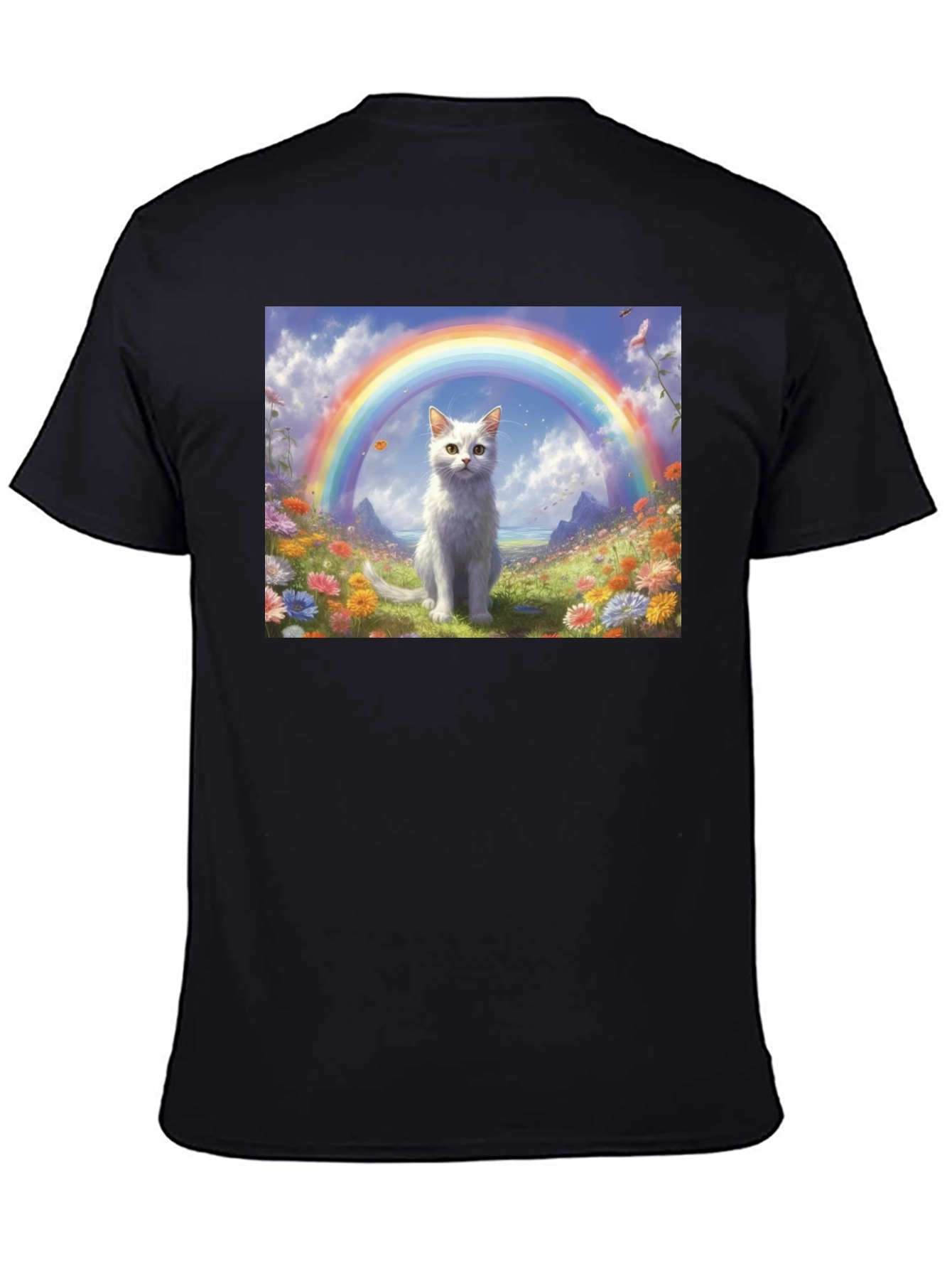 Cat Rainbow Field T-Shirt - Unique Design