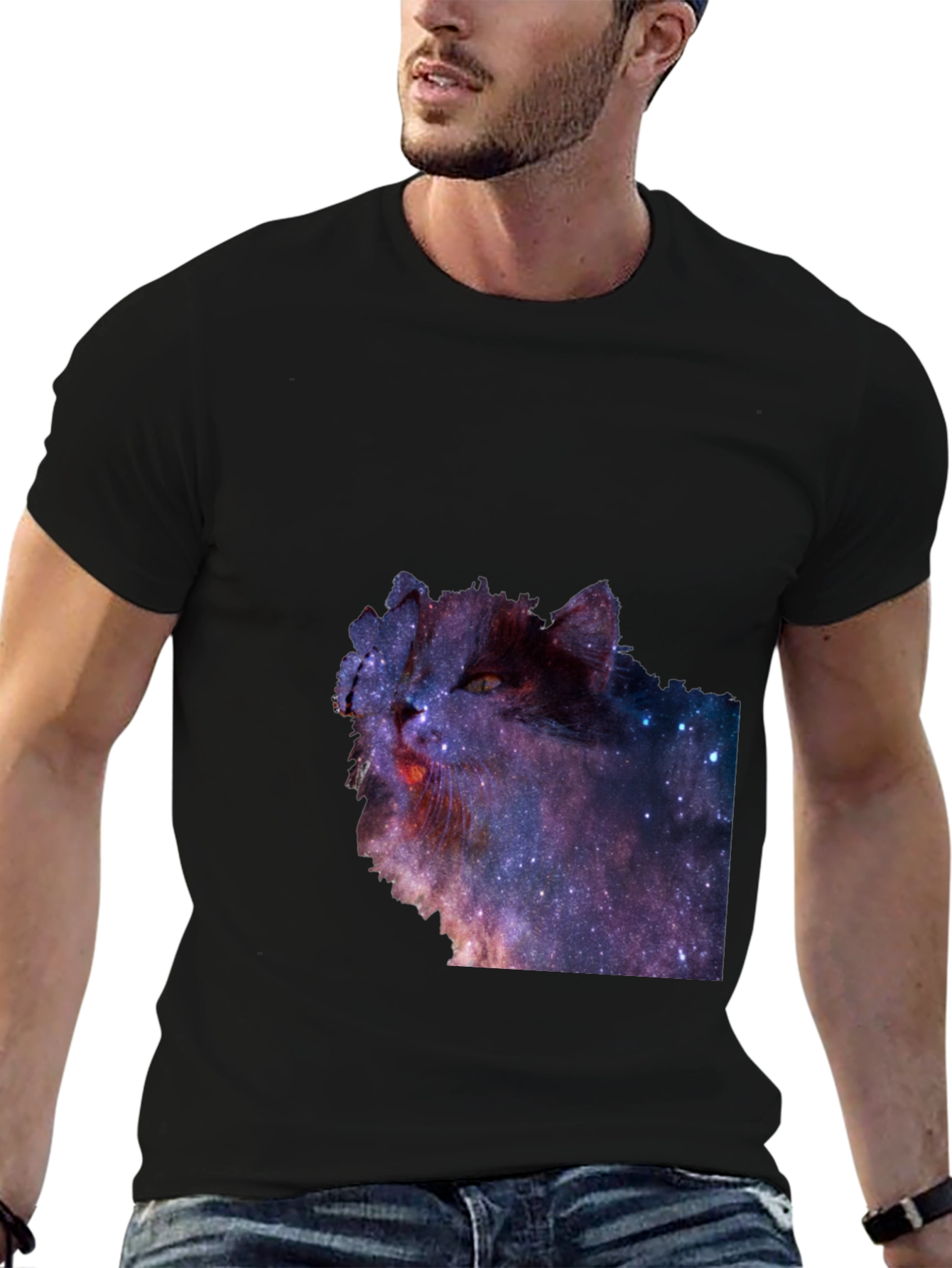Cosmic Cat T-Shirt - Galaxy Print