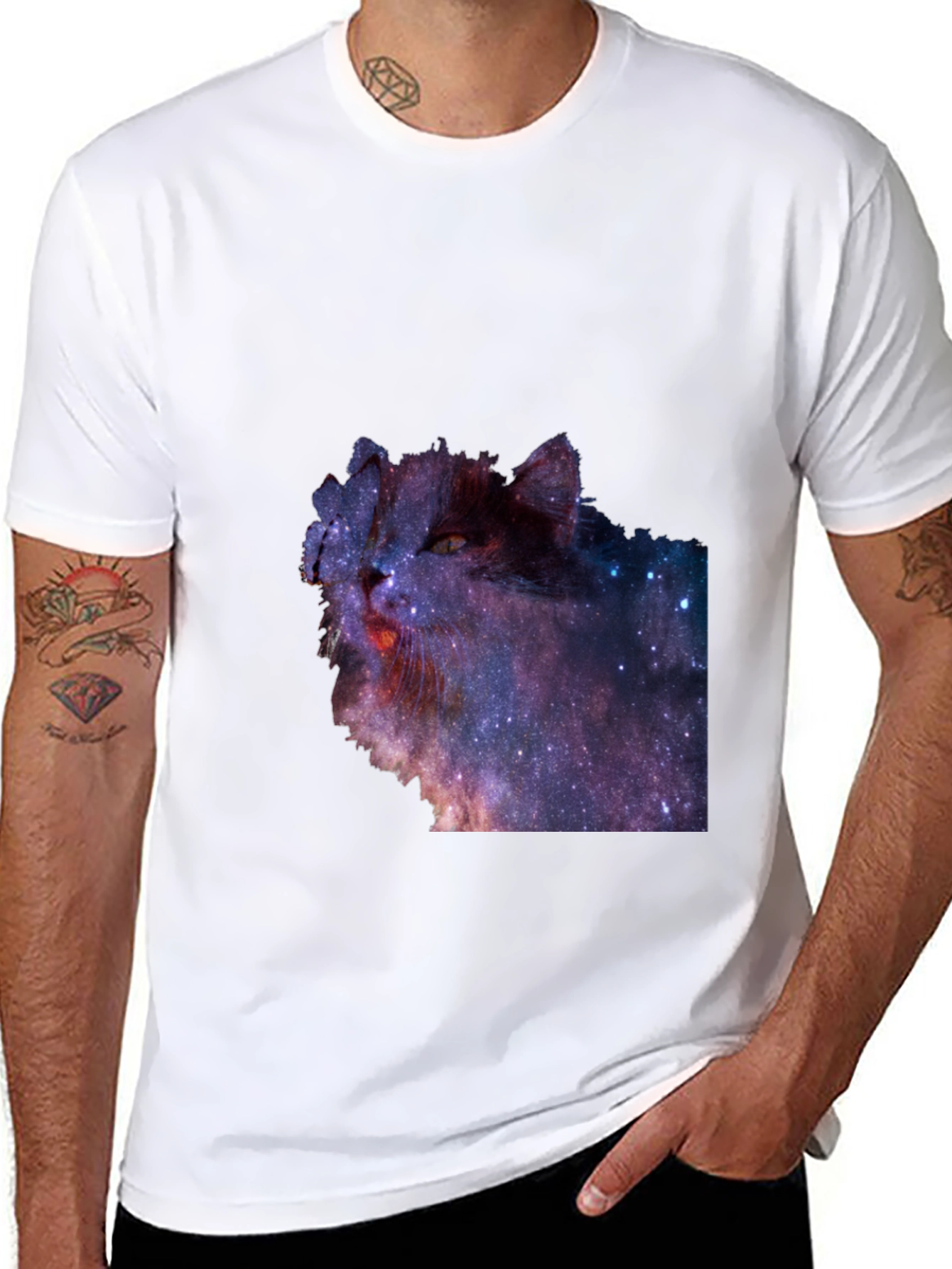 Cosmic Cat T-Shirt - Galaxy Print