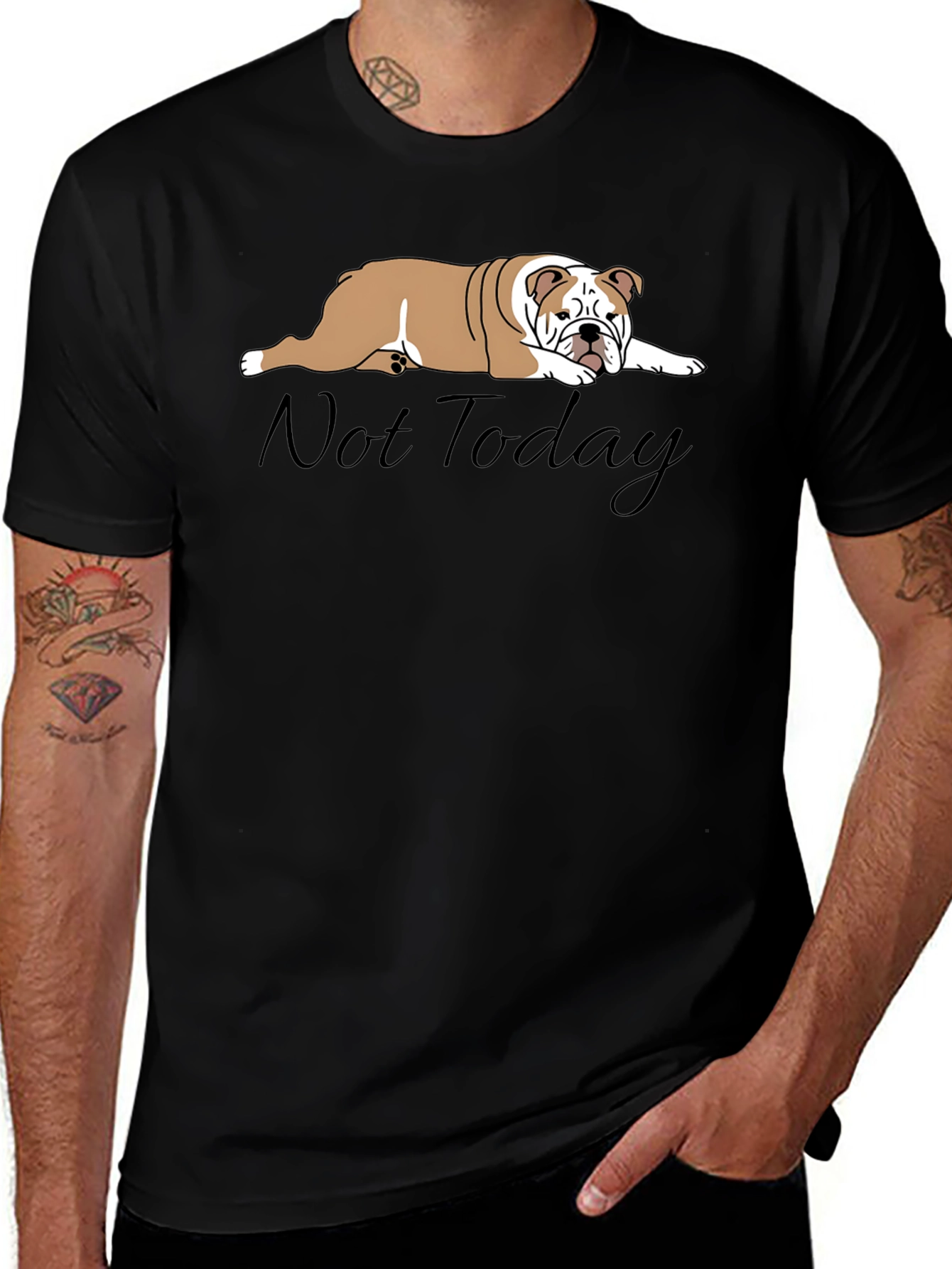 Lazy Bulldog T-Shirt - Not Today Graphic Tee