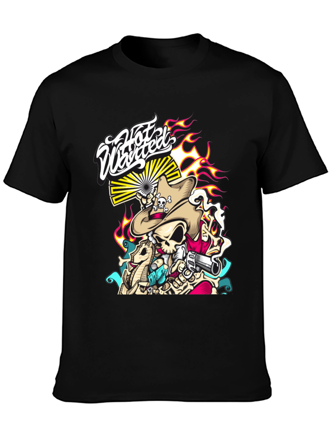 Hot Wanted Graphic Print Black T-Shirt