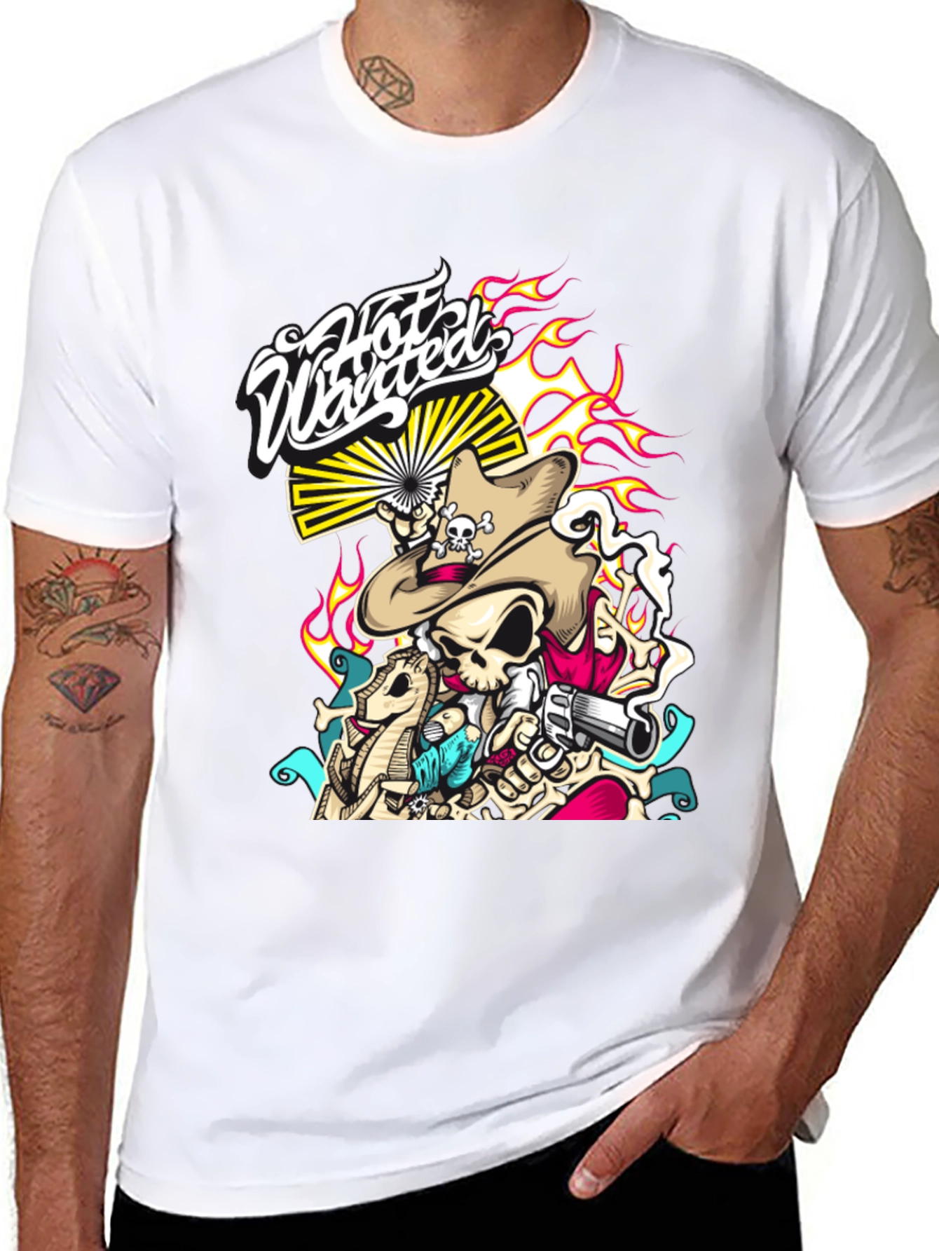 Hot Wanted Graphic Print Black T-Shirt