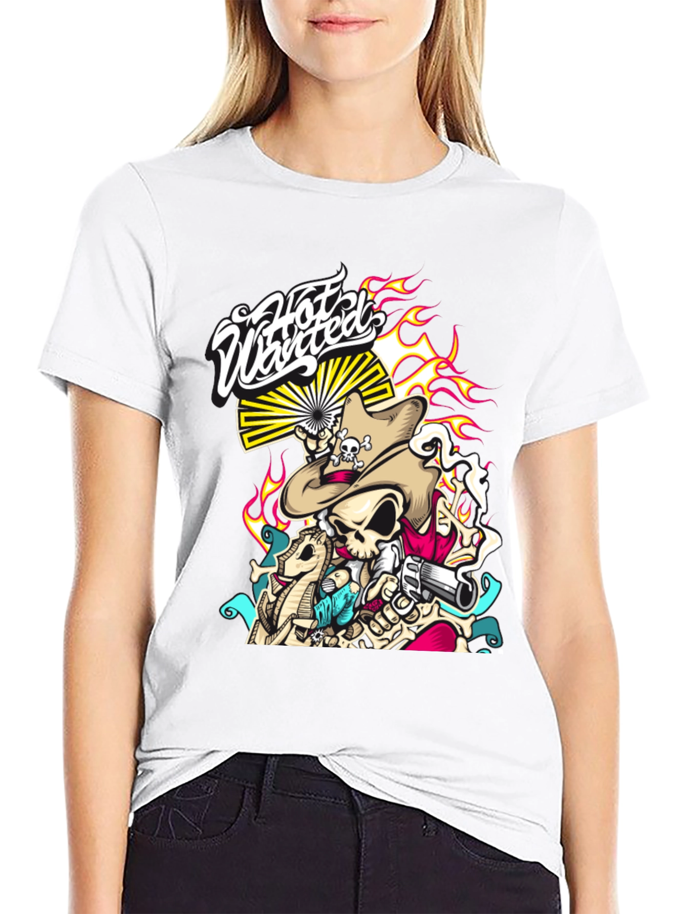 Hot Wanted Graphic Print Black T-Shirt
