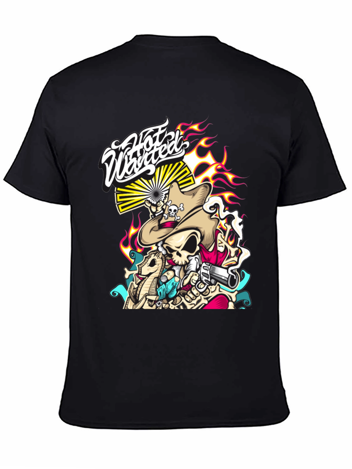 Hot Wanted Graphic Print Black T-Shirt