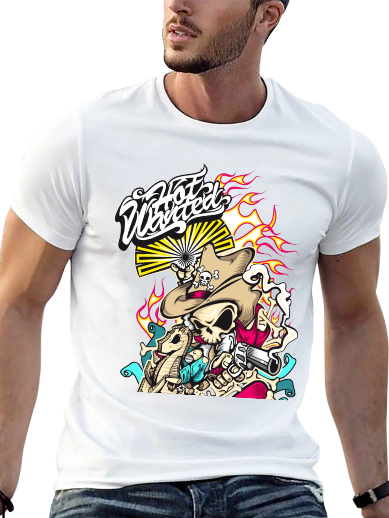 Hot Wanted Graphic Print Black T-Shirt