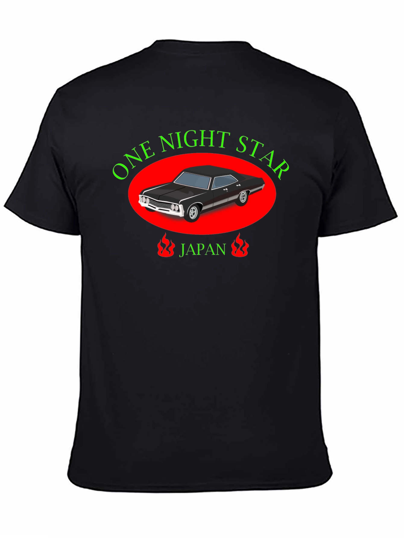 One Night Star Car Graphic Black T-Shirt