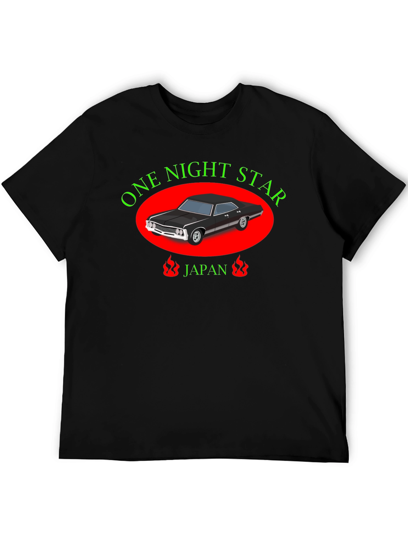 One Night Star Car Graphic Black T-Shirt
