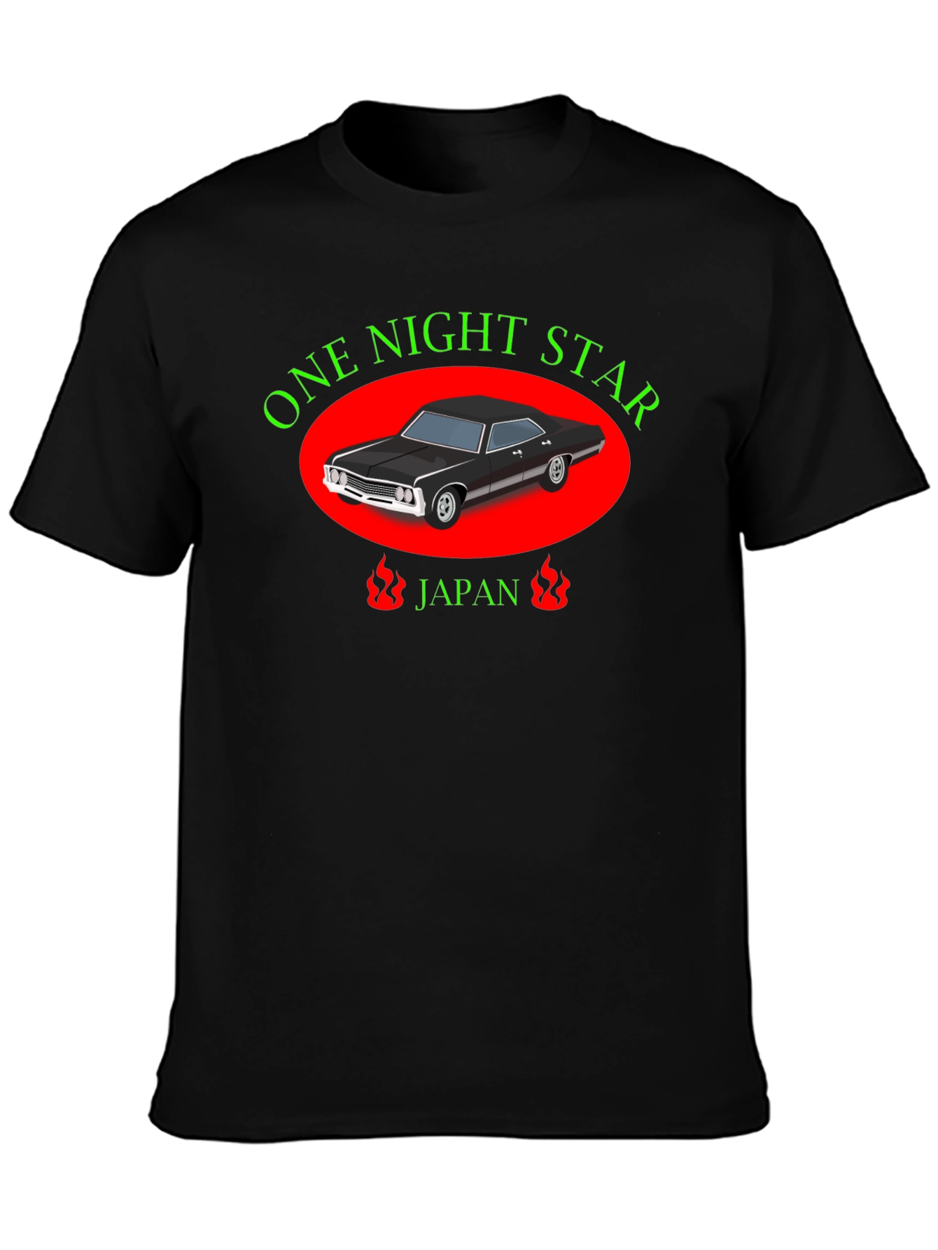 One Night Star Car Graphic Black T-Shirt