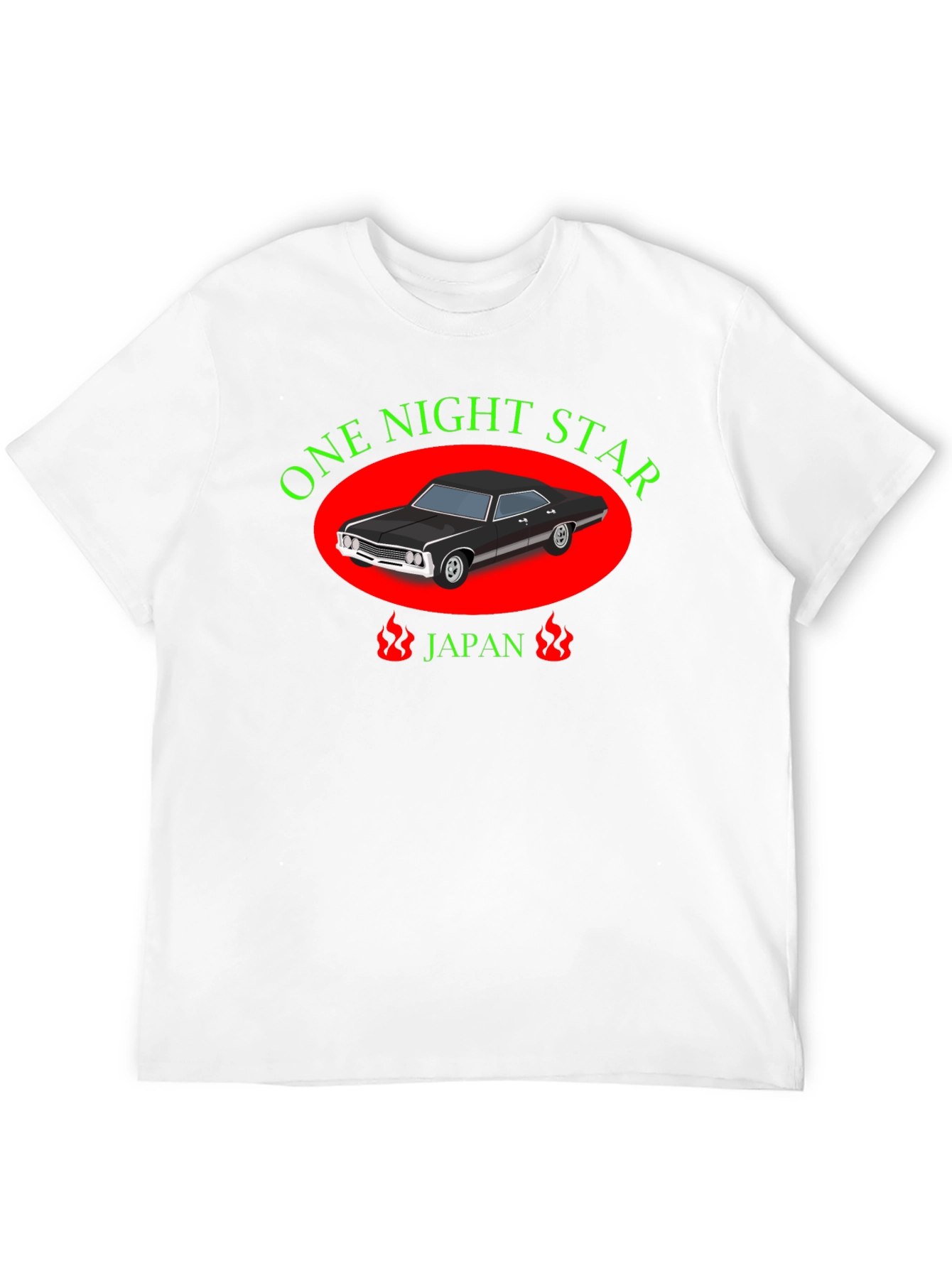 One Night Star Car Graphic Black T-Shirt
