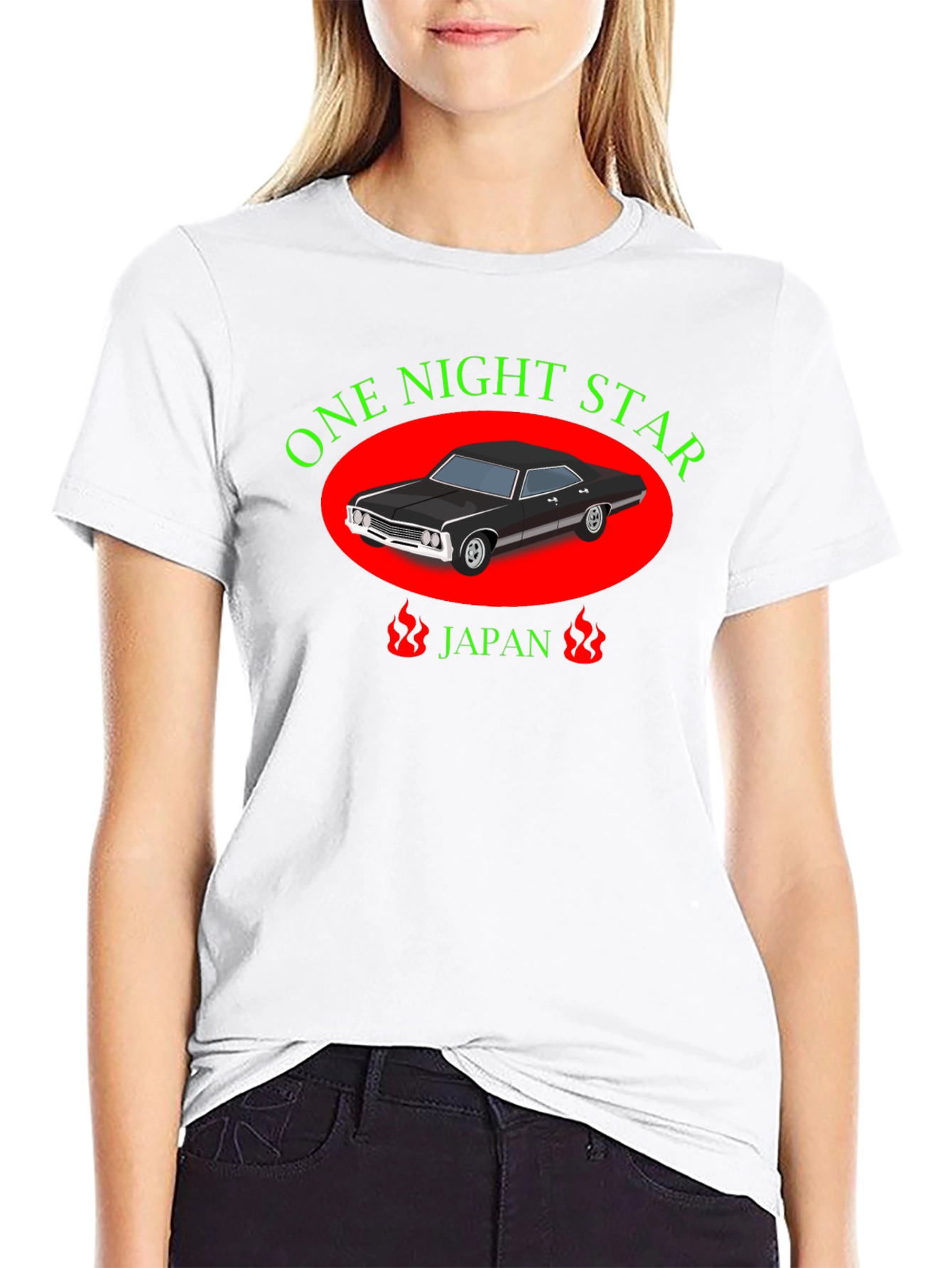 One Night Star Car Graphic Black T-Shirt