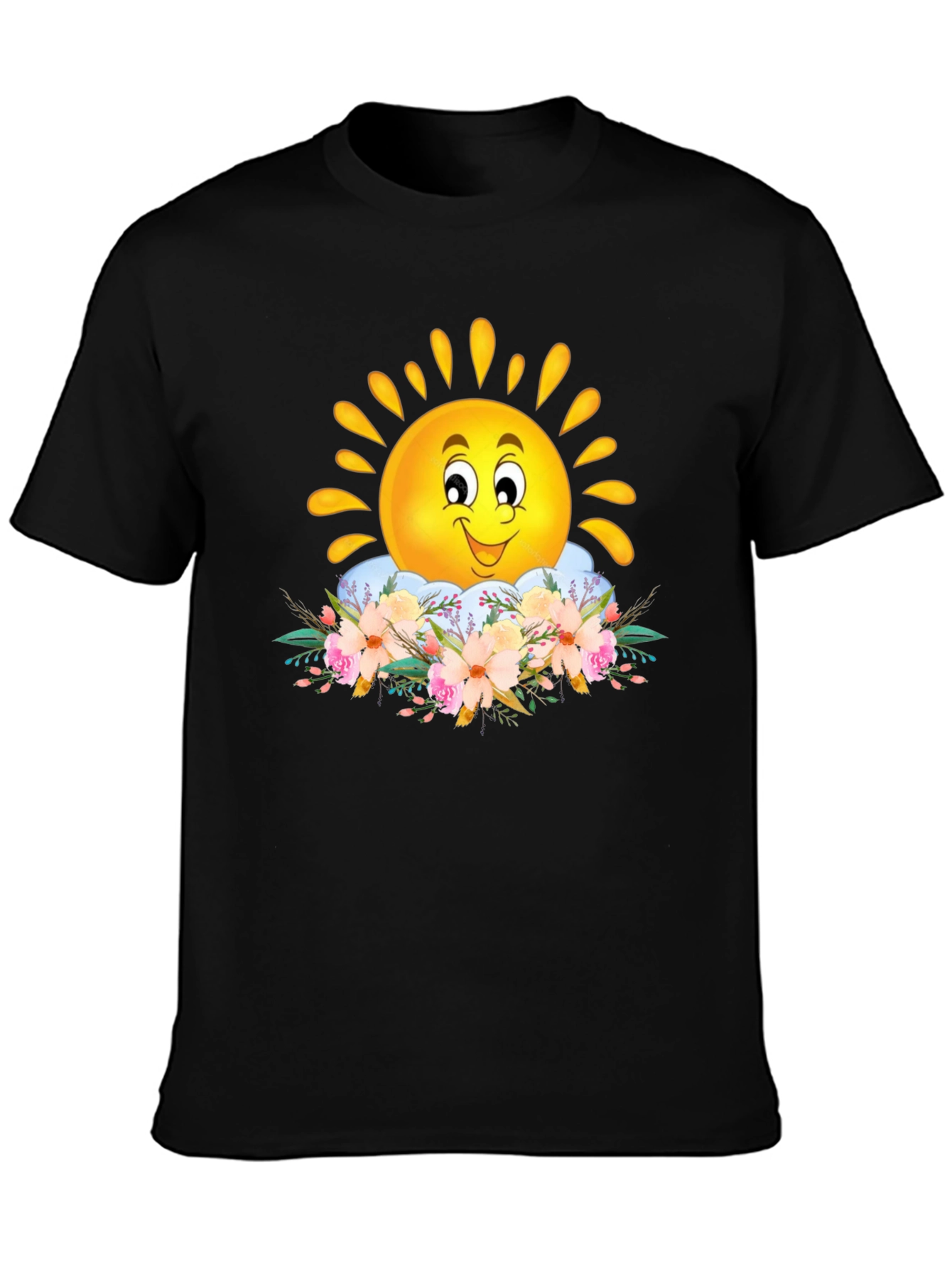 Sunny Floral Graphic Tee - Black