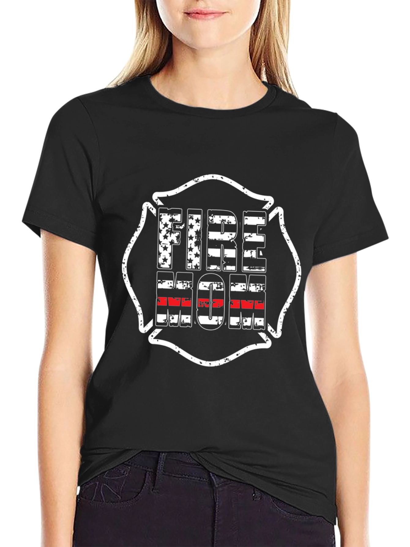 Fire Mom Graphic T-Shirt - Black Cotton Tee