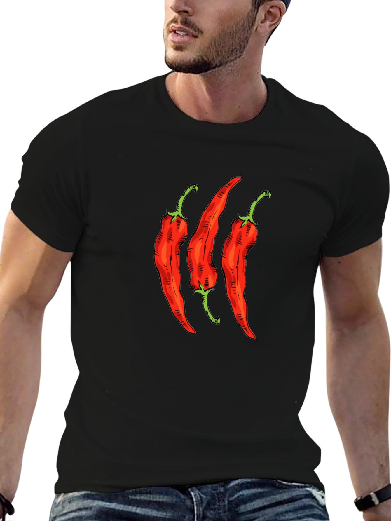 Spicy Chili Pepper Graphic Tee - Black