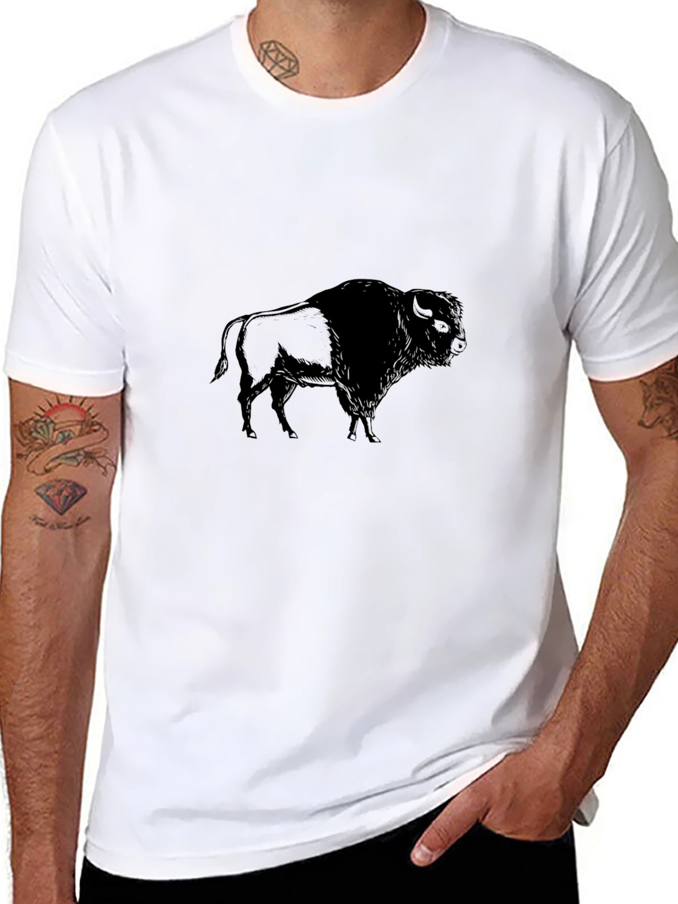 Black Buffalo Graphic Tee - Mens Casual Shirt