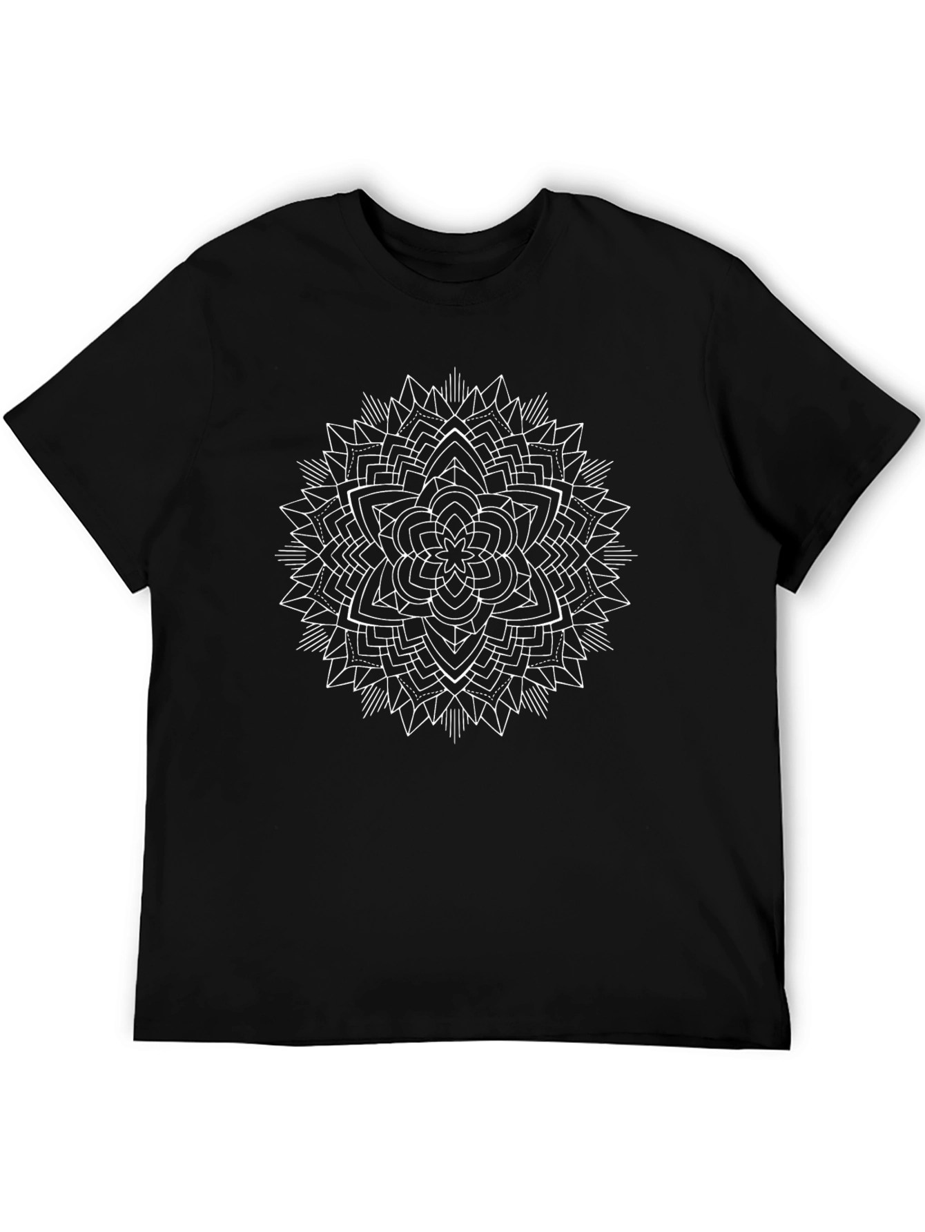 Geometric Mandala Graphic Tee - Black