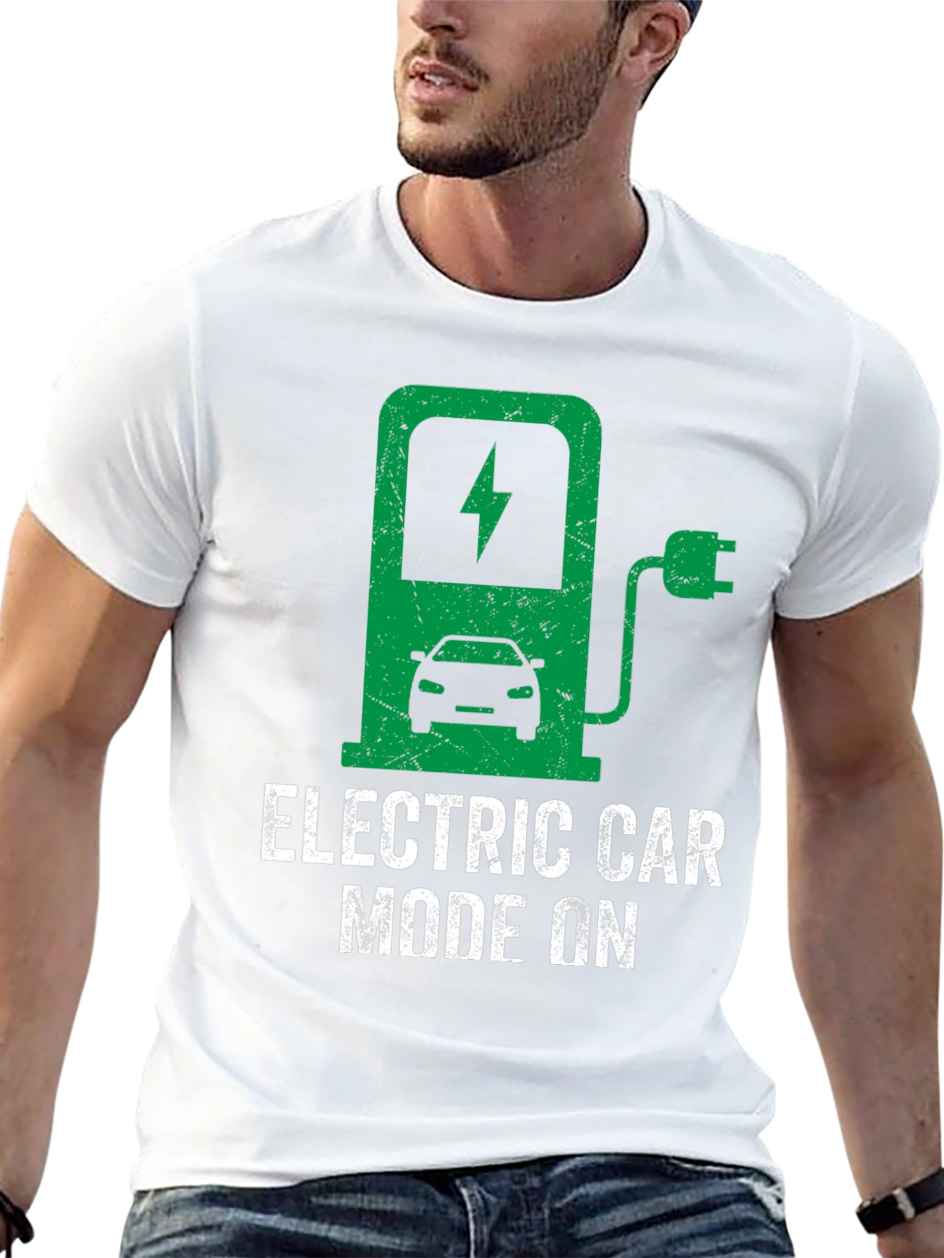 Electric Car Mode On T-Shirt - Green Energy Tee