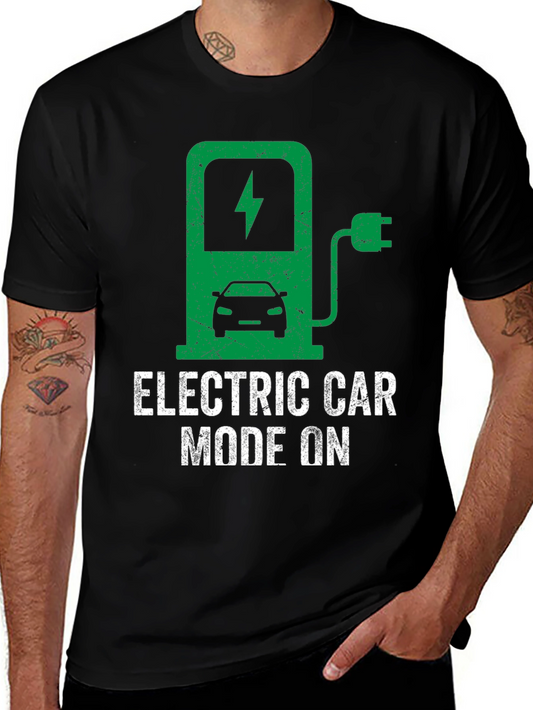 Electric Car Mode On T-Shirt - Green Energy Tee