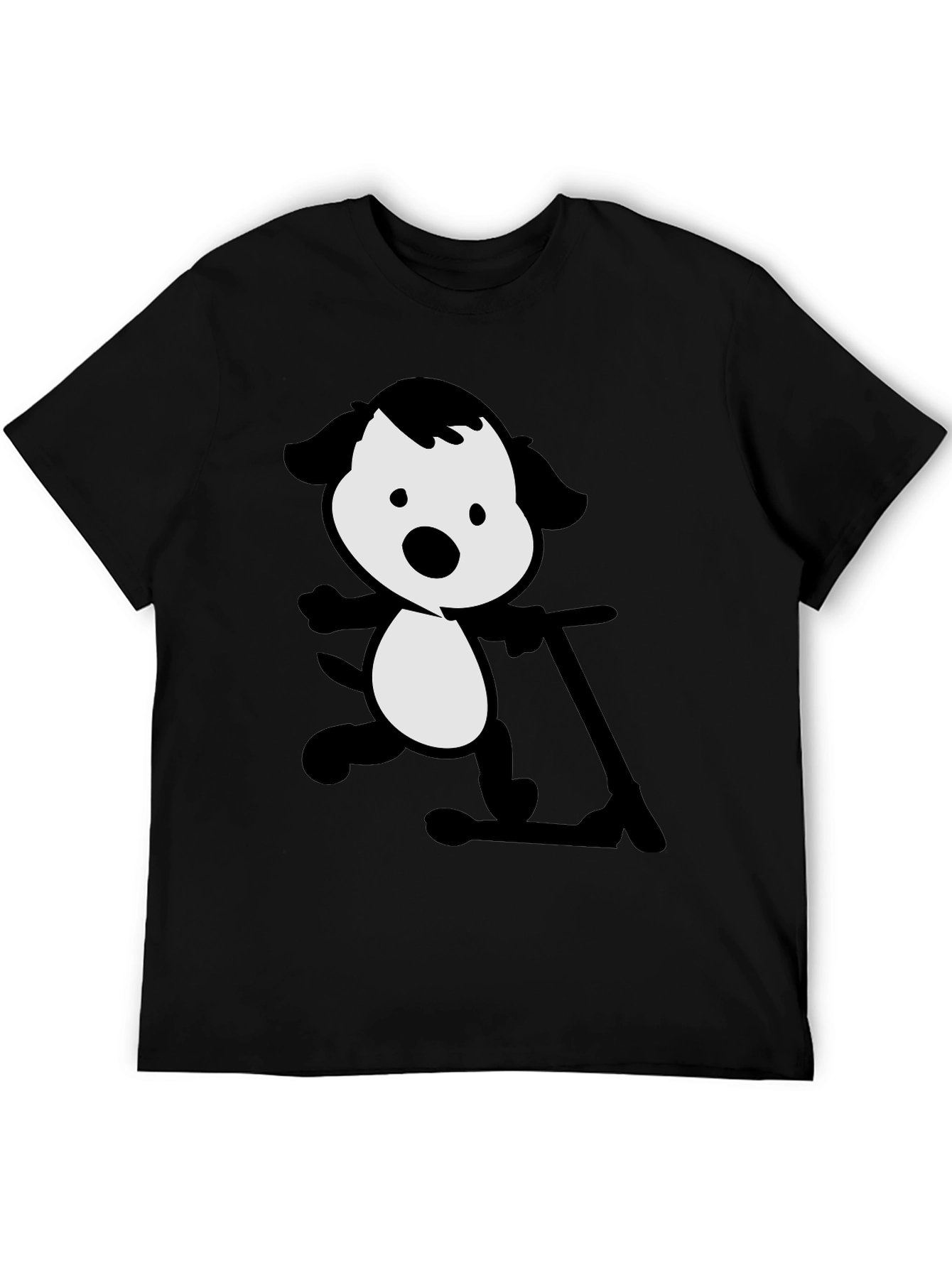 Dog on Scooter Black T-Shirt