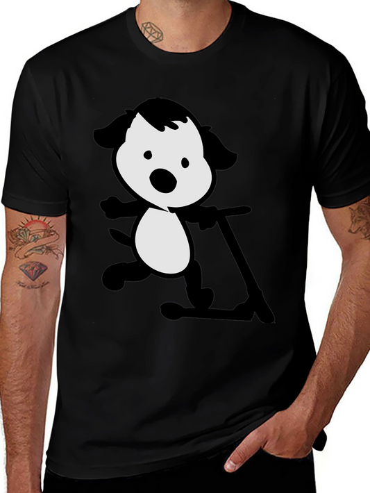 Dog on Scooter Black T-Shirt