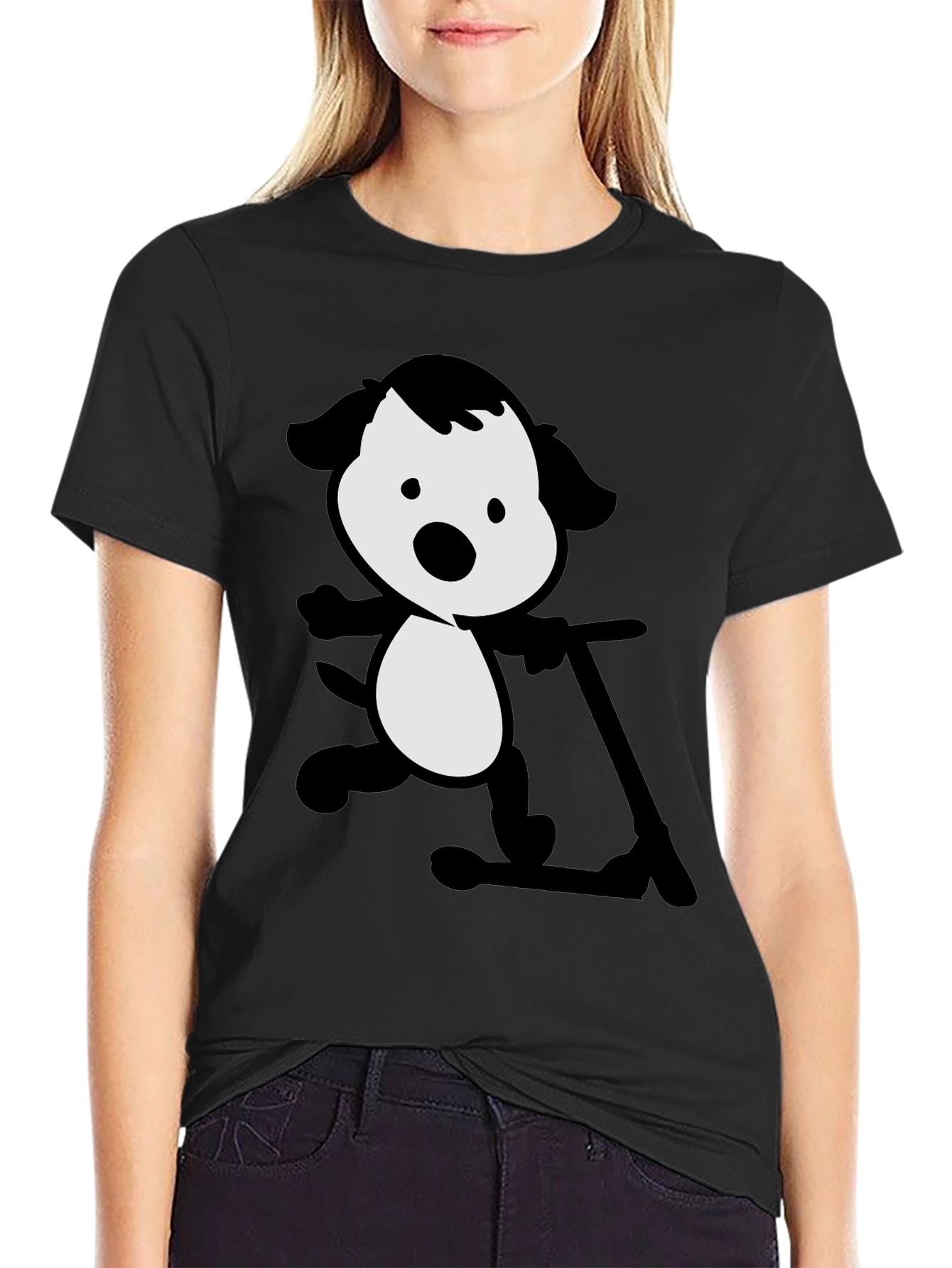 Dog on Scooter Black T-Shirt