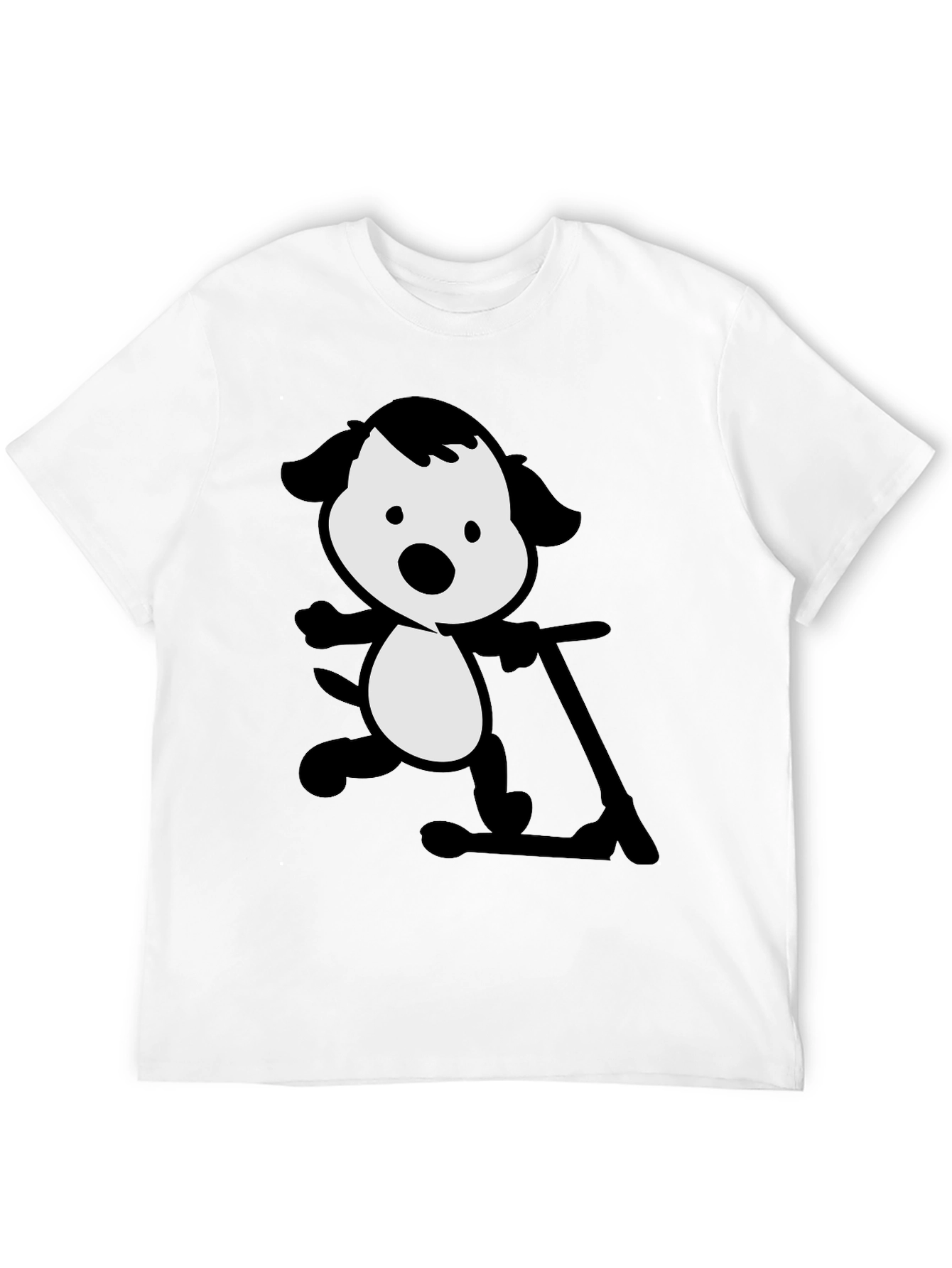 Dog on Scooter Black T-Shirt