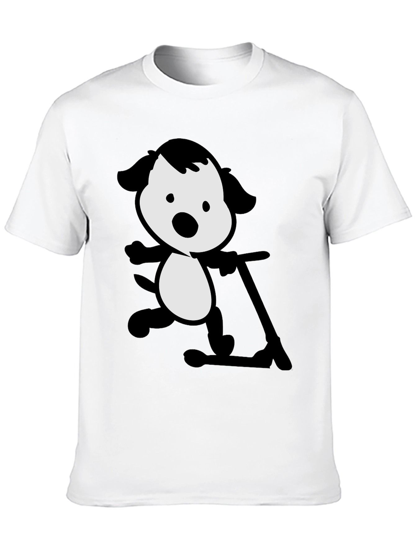 Dog on Scooter Black T-Shirt