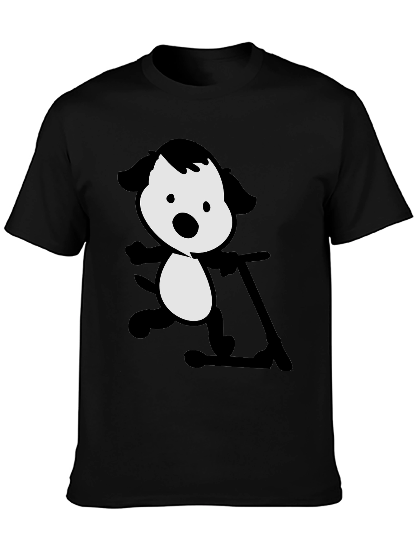 Dog on Scooter Black T-Shirt