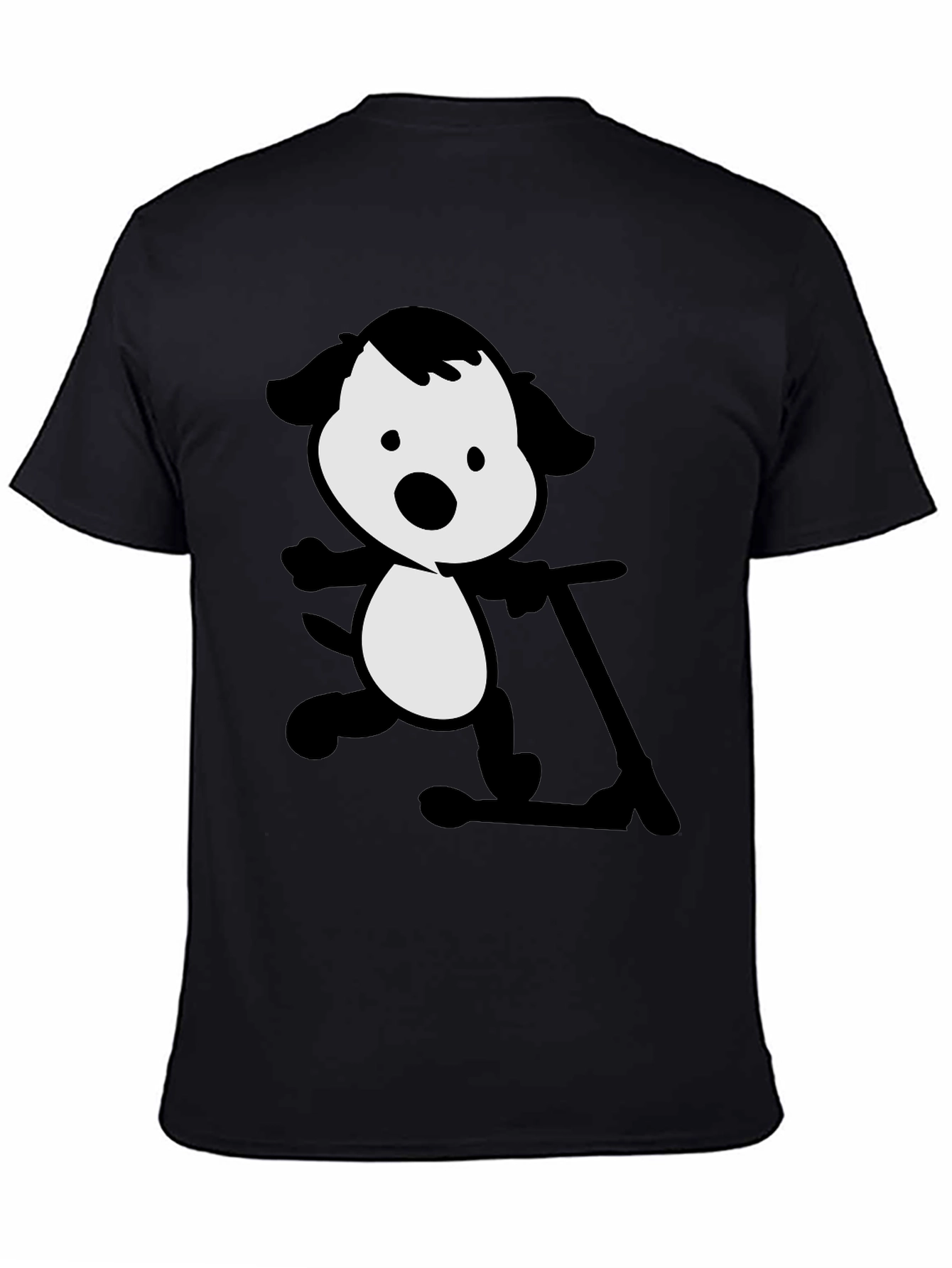 Dog on Scooter Black T-Shirt