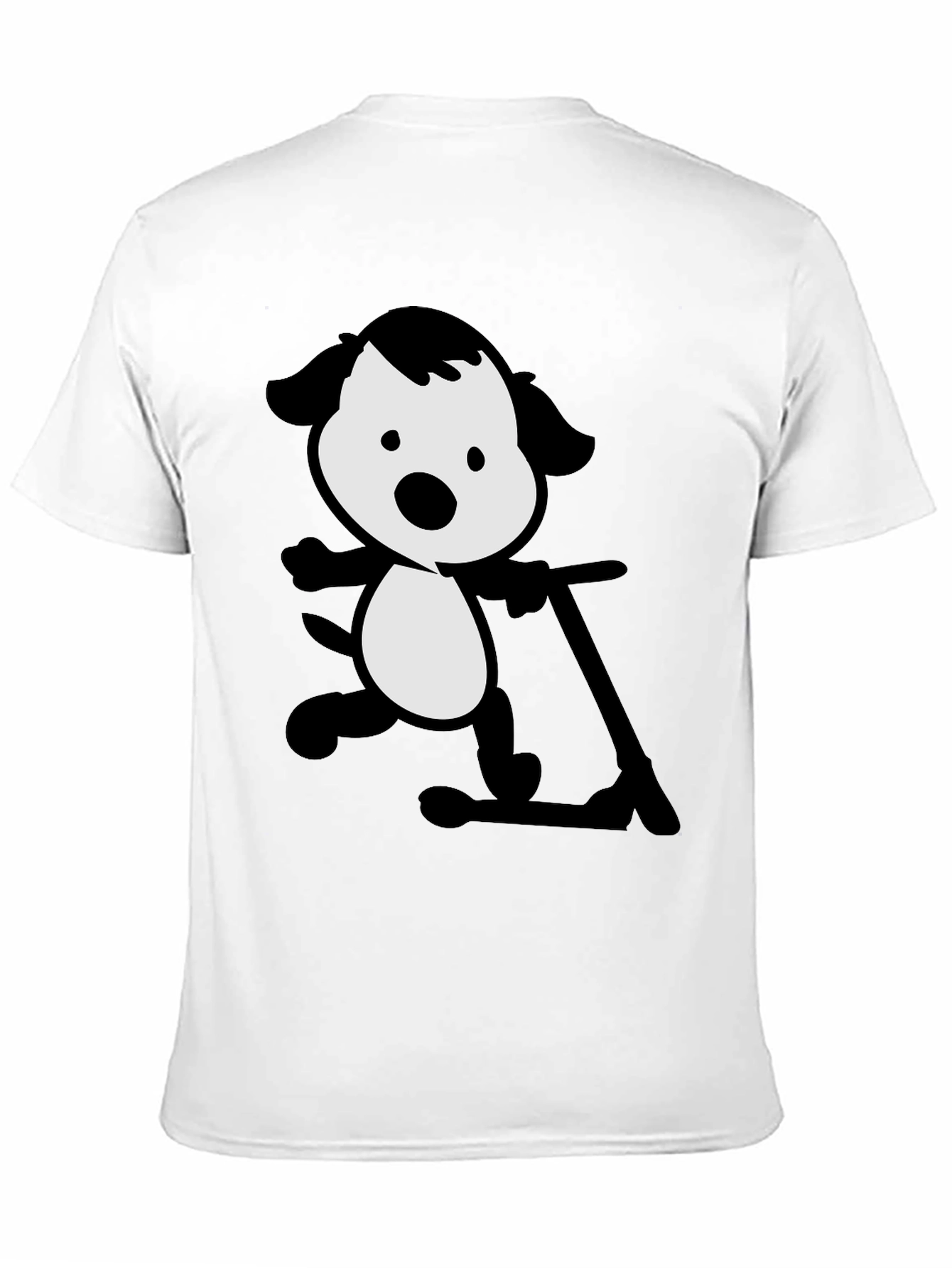 Dog on Scooter Black T-Shirt