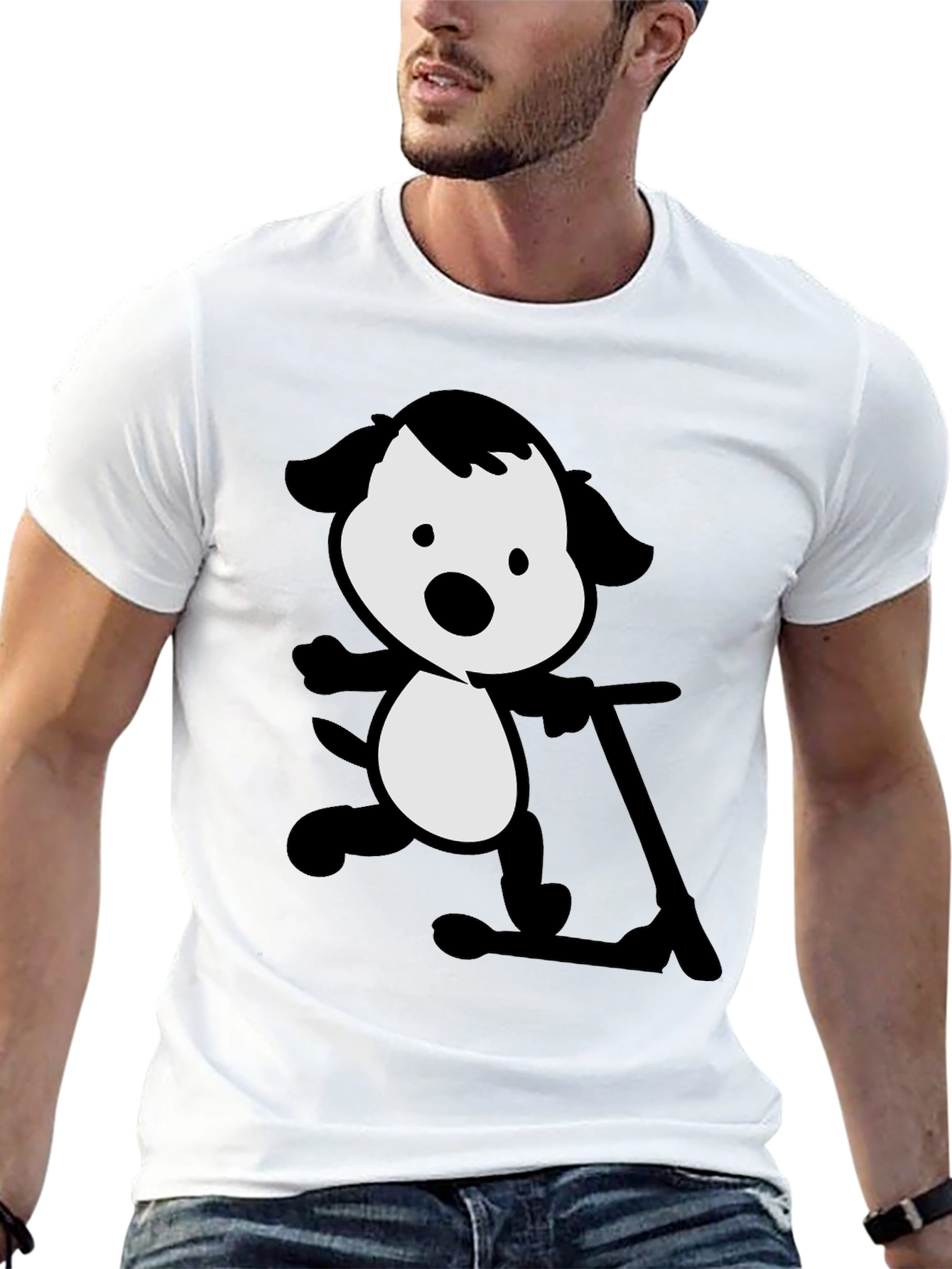 Dog on Scooter Black T-Shirt