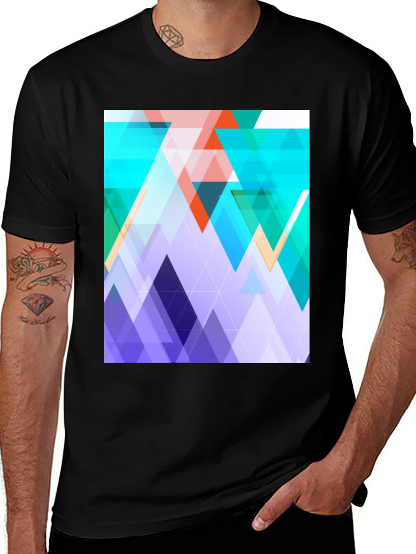 Geometric Triangle T-Shirt - Modern Abstract Design