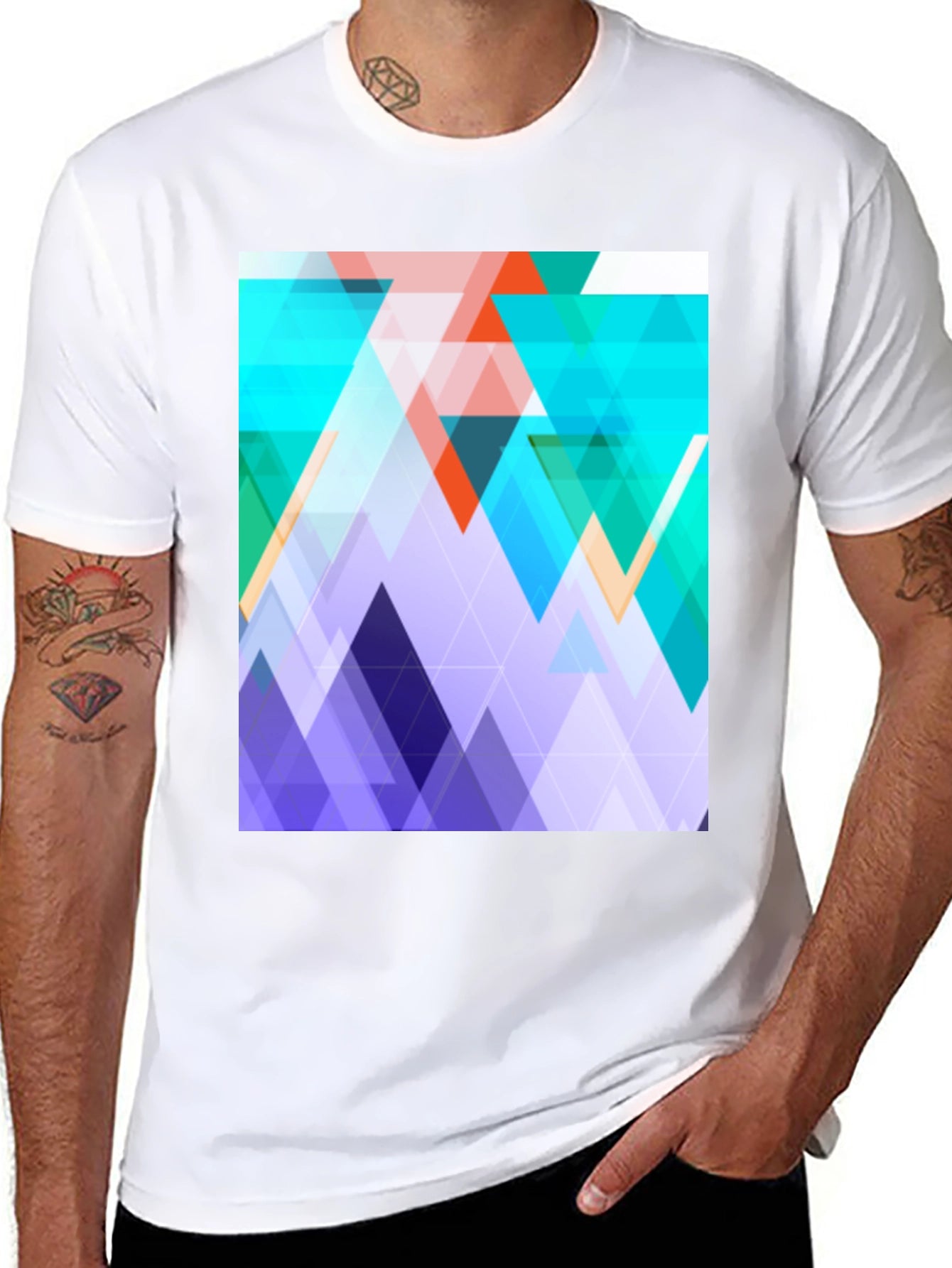 Geometric Triangle T-Shirt - Modern Abstract Design