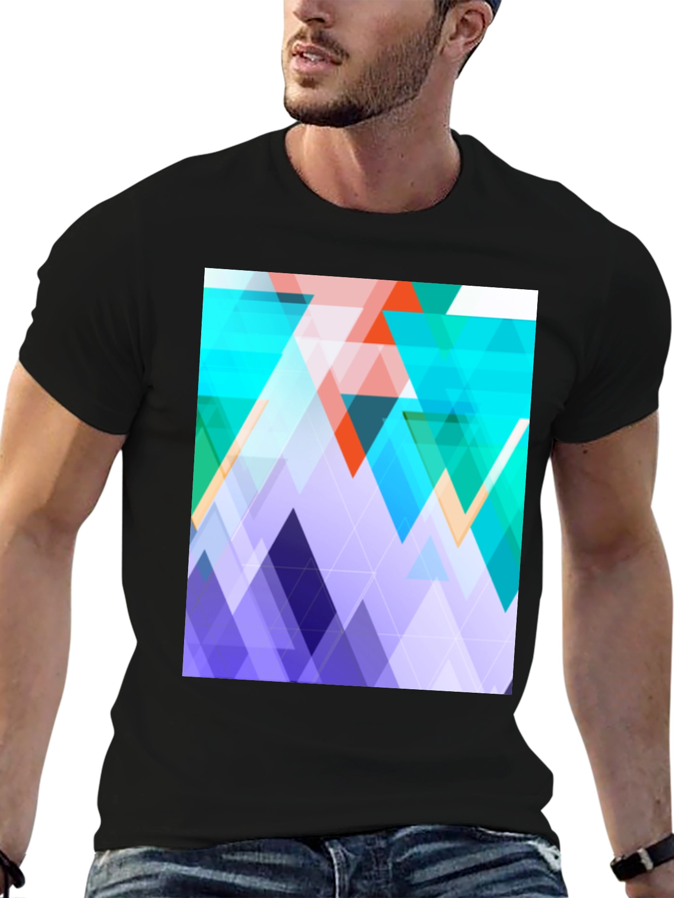 Geometric Triangle T-Shirt - Modern Abstract Design