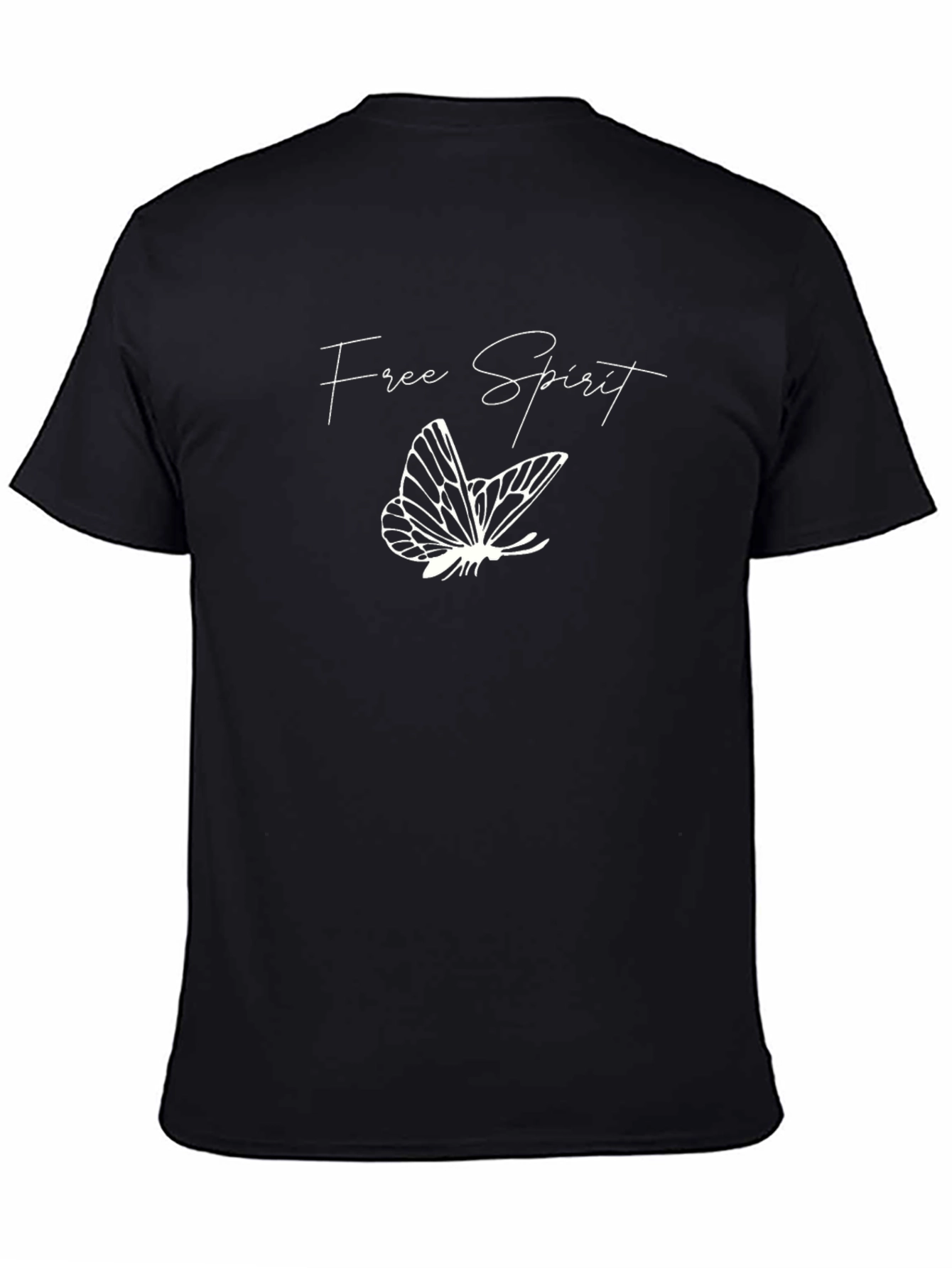 Free Spirit Butterfly Graphic Black T-Shirt