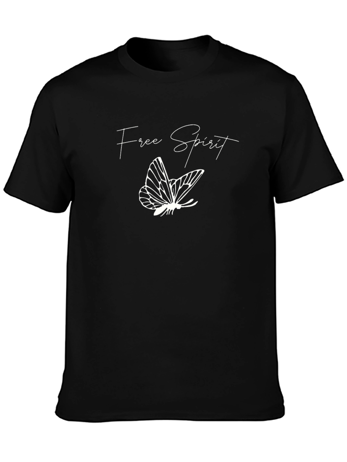 Free Spirit Butterfly Graphic Black T-Shirt
