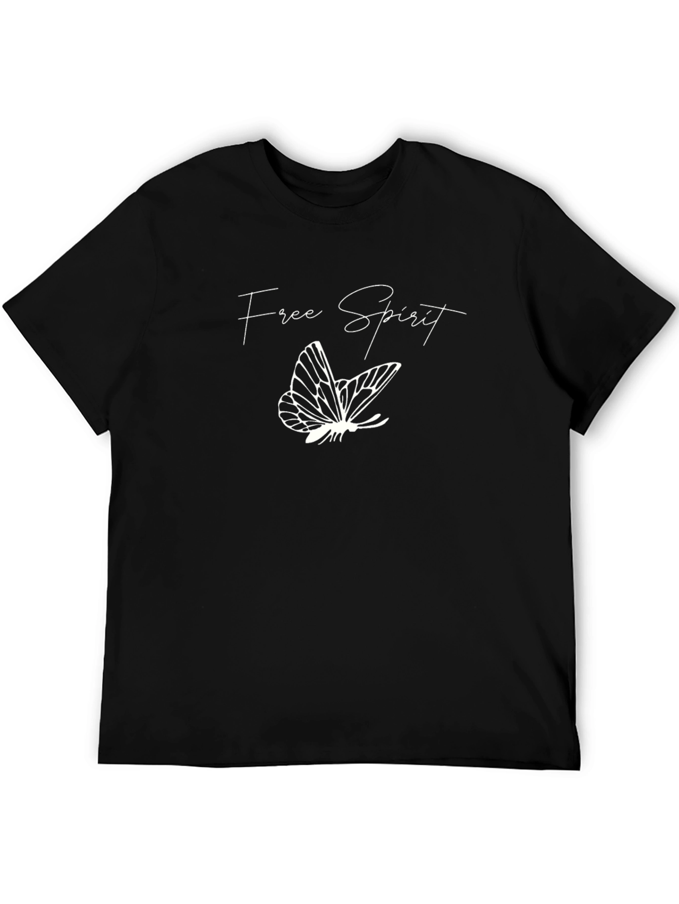 Free Spirit Butterfly Graphic Black T-Shirt