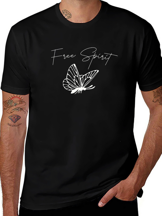 Free Spirit Butterfly Graphic Black T-Shirt