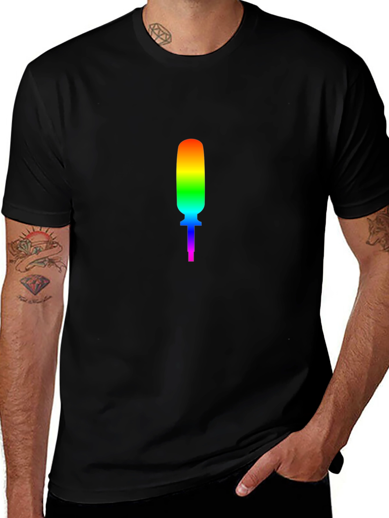 Rainbow Screwdriver Graphic Black T-Shirt