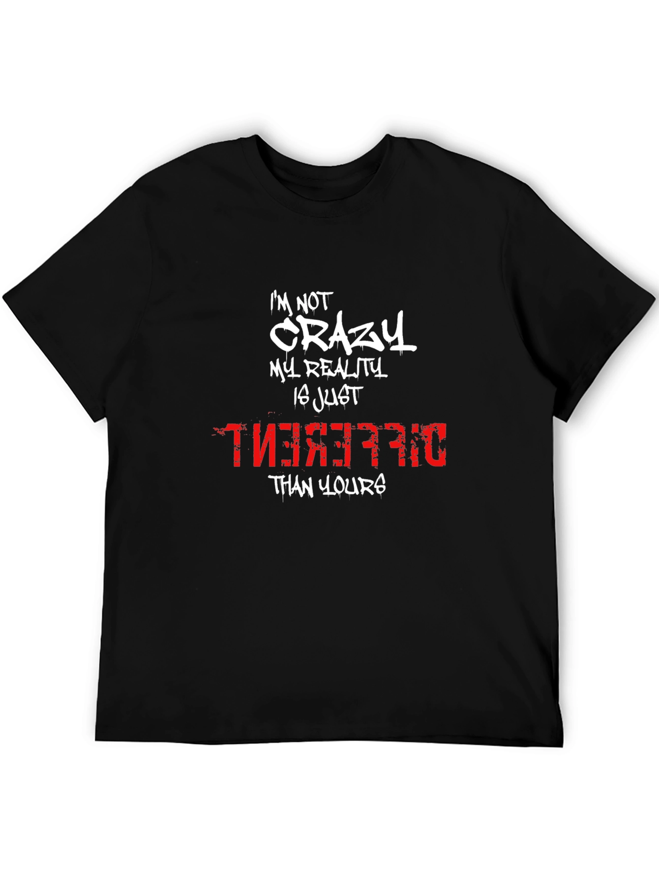 Crazy Reality Graphic Tee - Mens Black T-Shirt