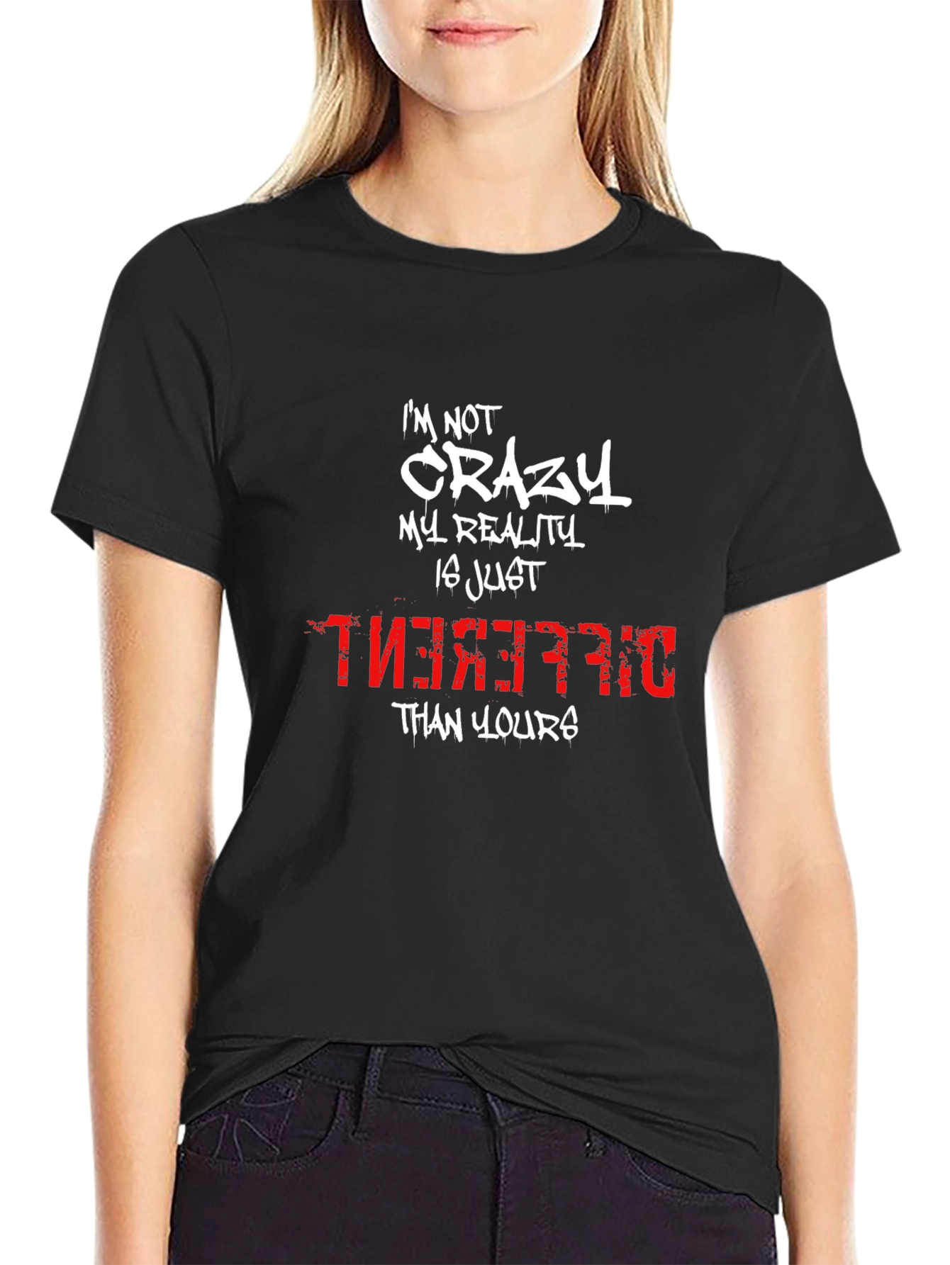 Crazy Reality Graphic Tee - Mens Black T-Shirt