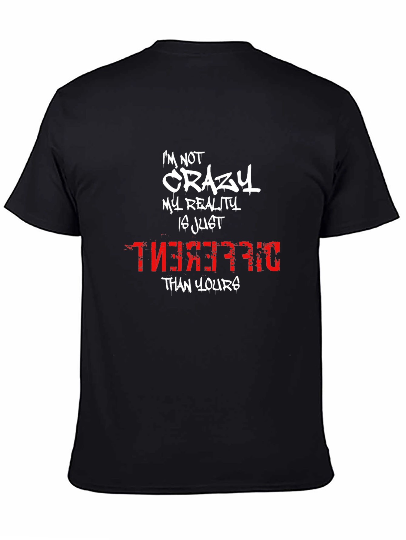 Crazy Reality Graphic Tee - Mens Black T-Shirt